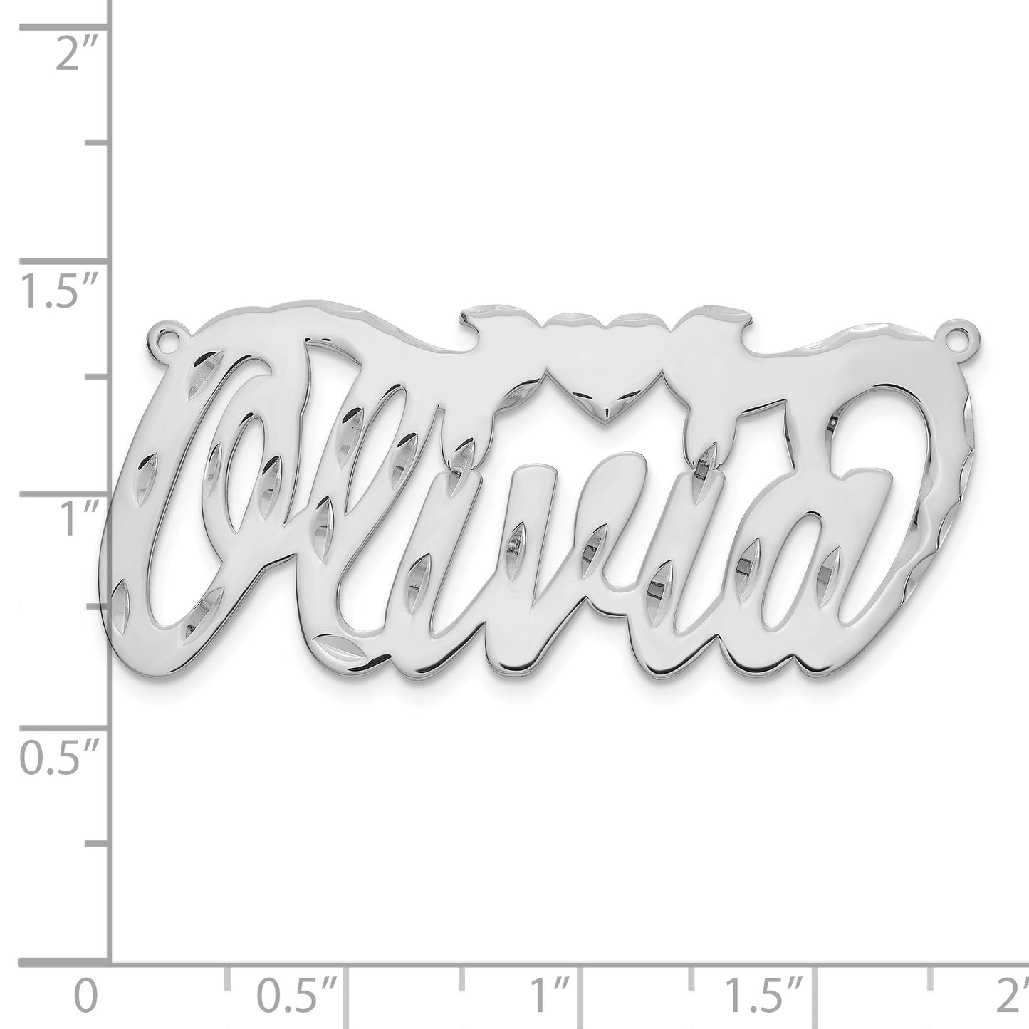 14K White Gold Diamond-cut with Heart Name Plate