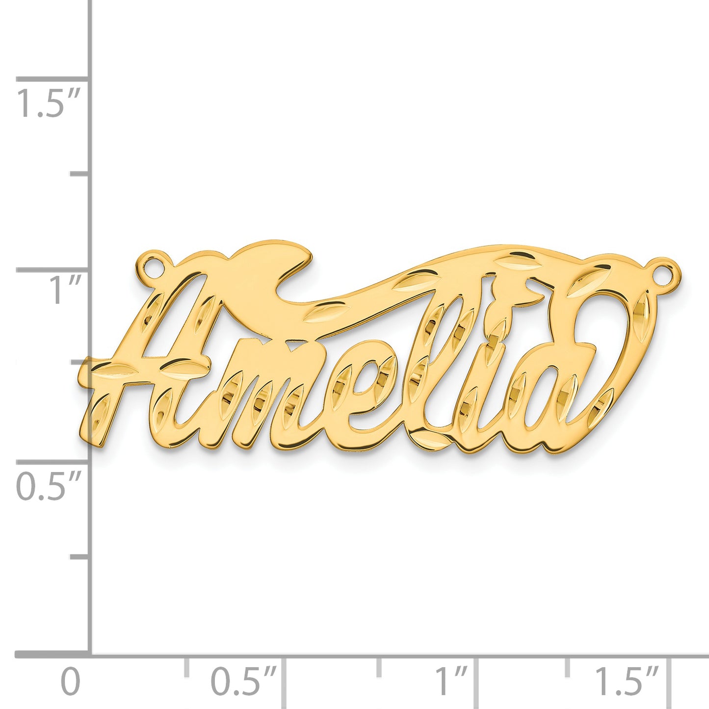 Sterling Silver Gold plated Diamond-cut Name Plate