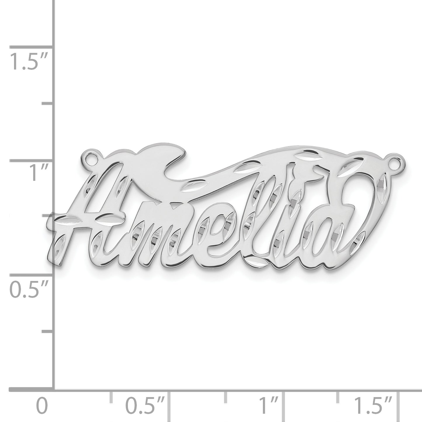 14K White Gold Diamond-cut Name Plate