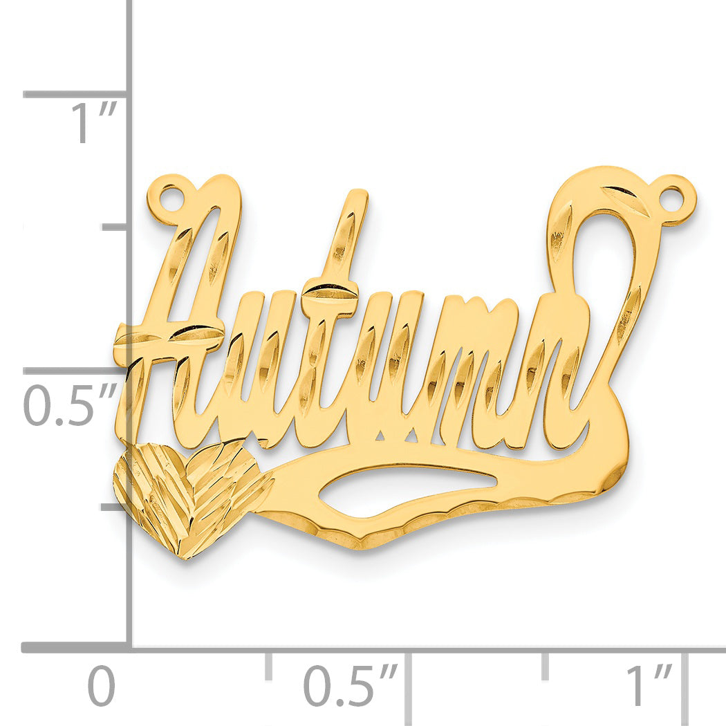 Sterling Silver Gold plated Diamond-cut Heart Name Plate
