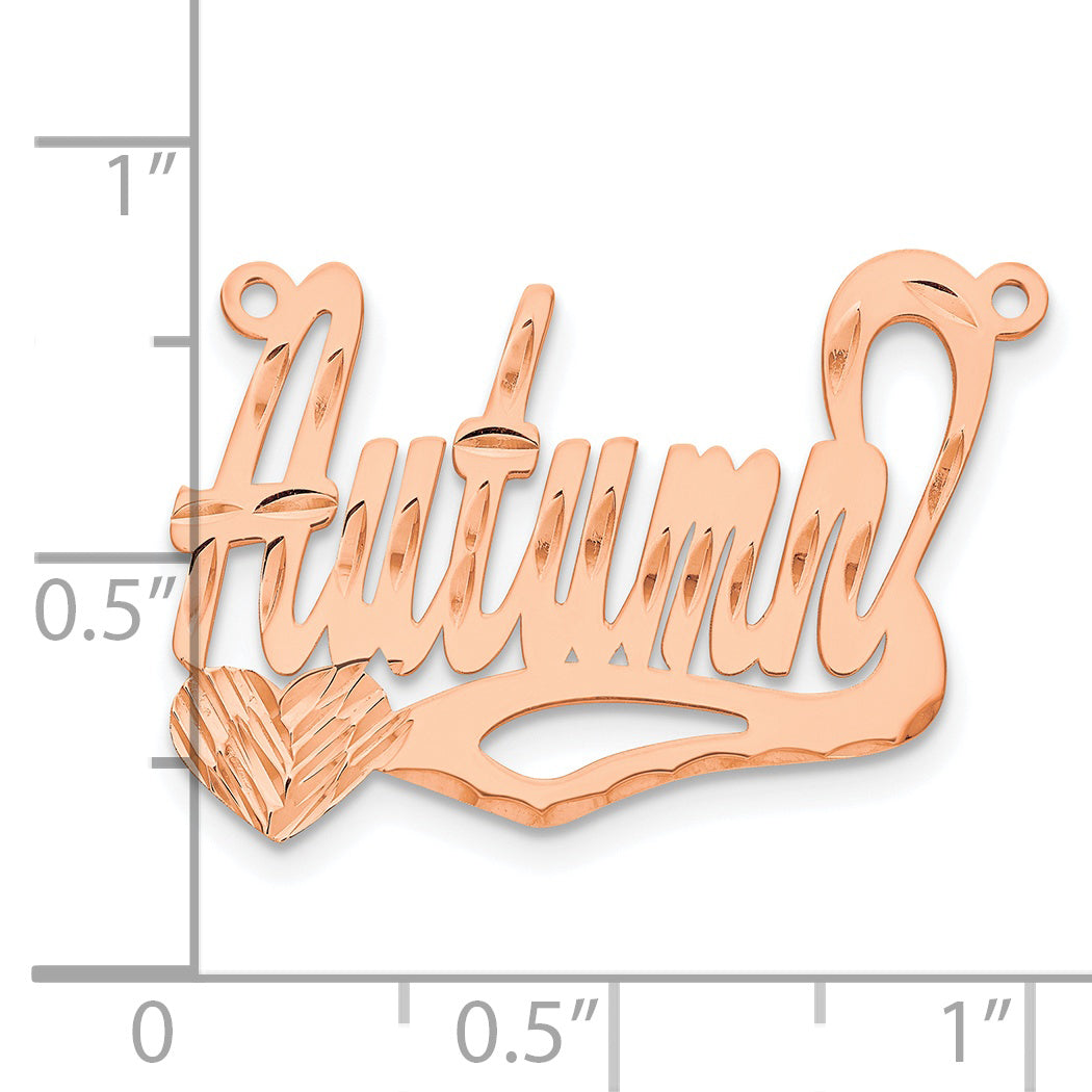 14K Rose Gold Diamond-cut Heart Name Plate
