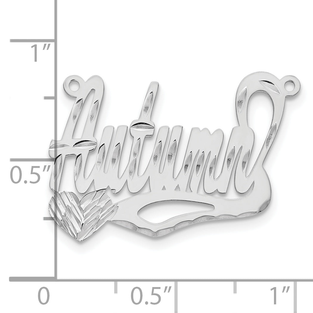 14K White Gold Diamond-cut Heart Name Plate