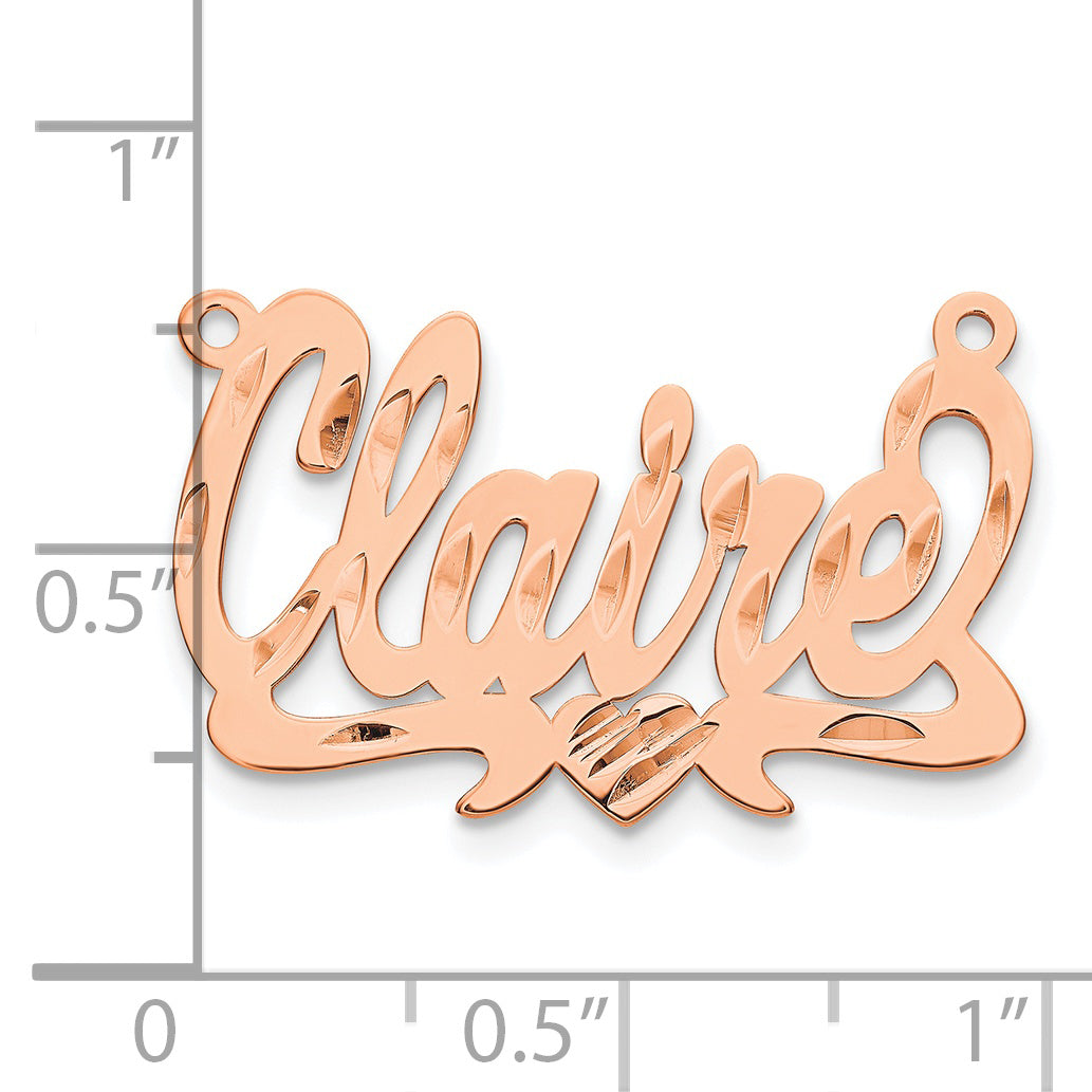 14K Rose Gold Diamond-cut Heart Name Plate