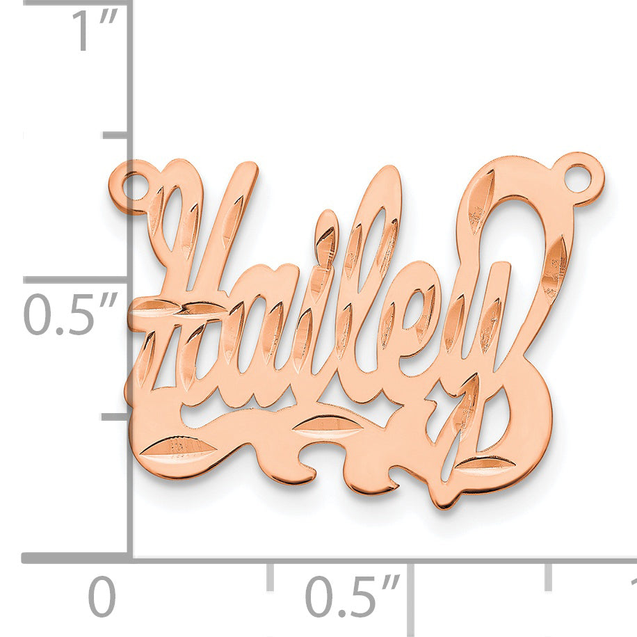 Sterling Silver Rose Gold Plated Diamond Cut Name Plate