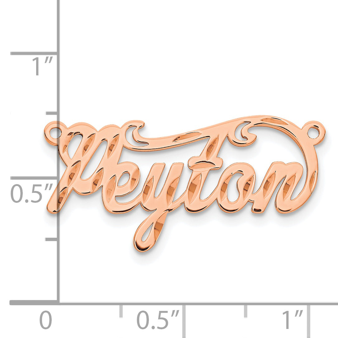 Sterling Silver Rose Gold Plated Diamond Cut Name Plate