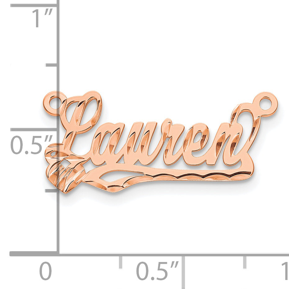 Sterling Silver Rose Gold Plated Diamond Cut Name Plate