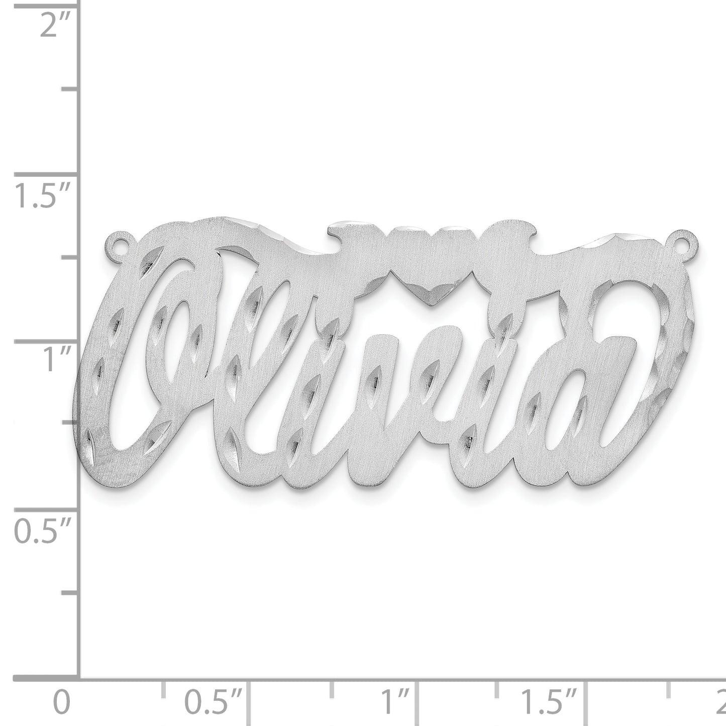 14K White Gold Satin Diamond-cut with Heart Name Plate