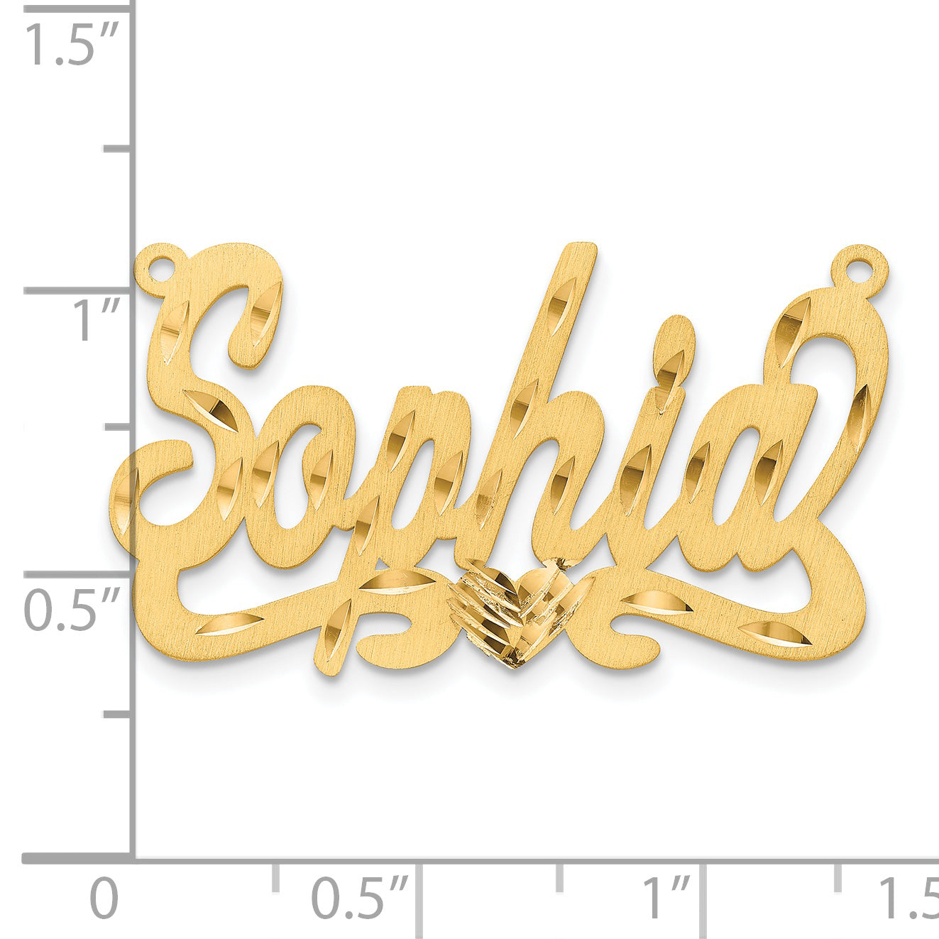 Sterling Silver Gold plated Satin Diamond-cut with Heart Name Plate