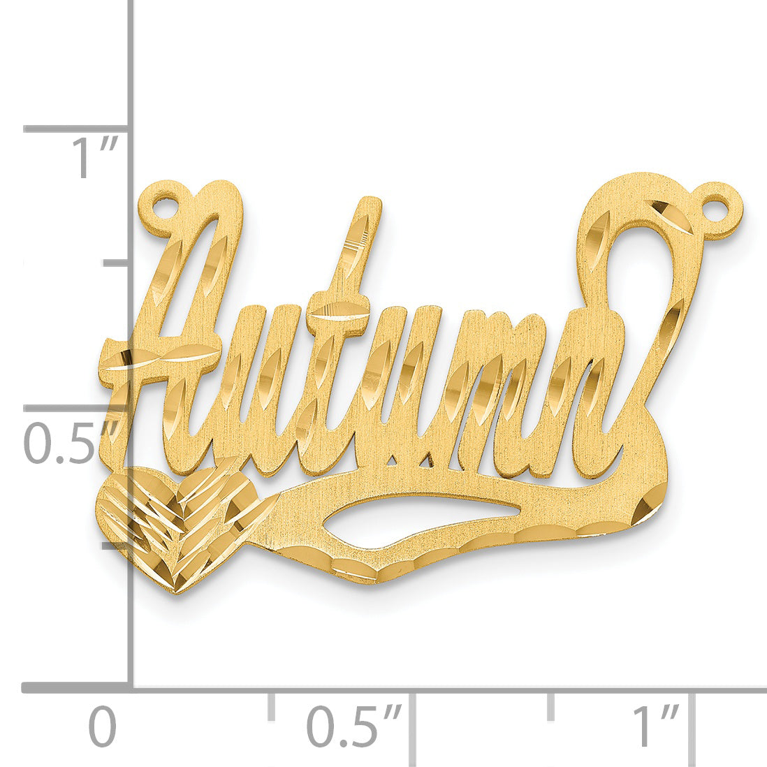 Sterling Silver Gold Plated Satin Diamond-cut Heart Name Plate
