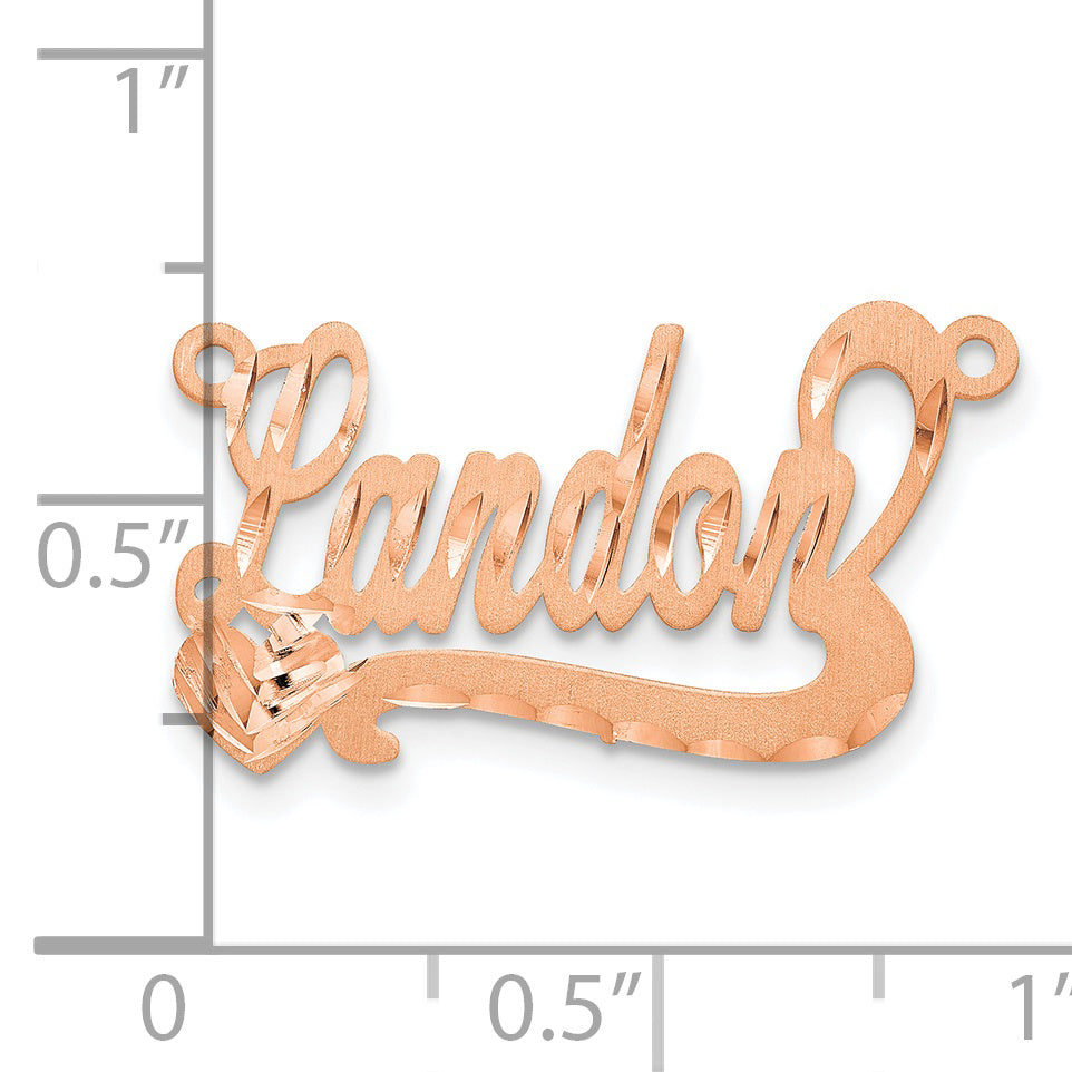 14K Rose Gold Satin Diamond-cut Heart Name Plate