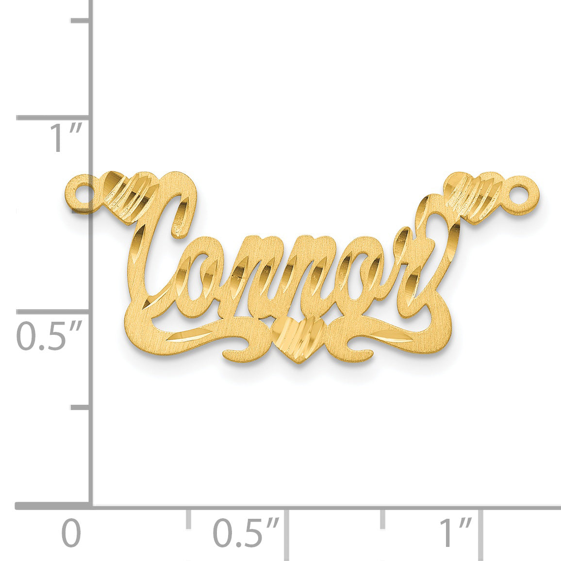 Sterling Silver Gold plated Satin Diamond-cut Hearts Name Plate