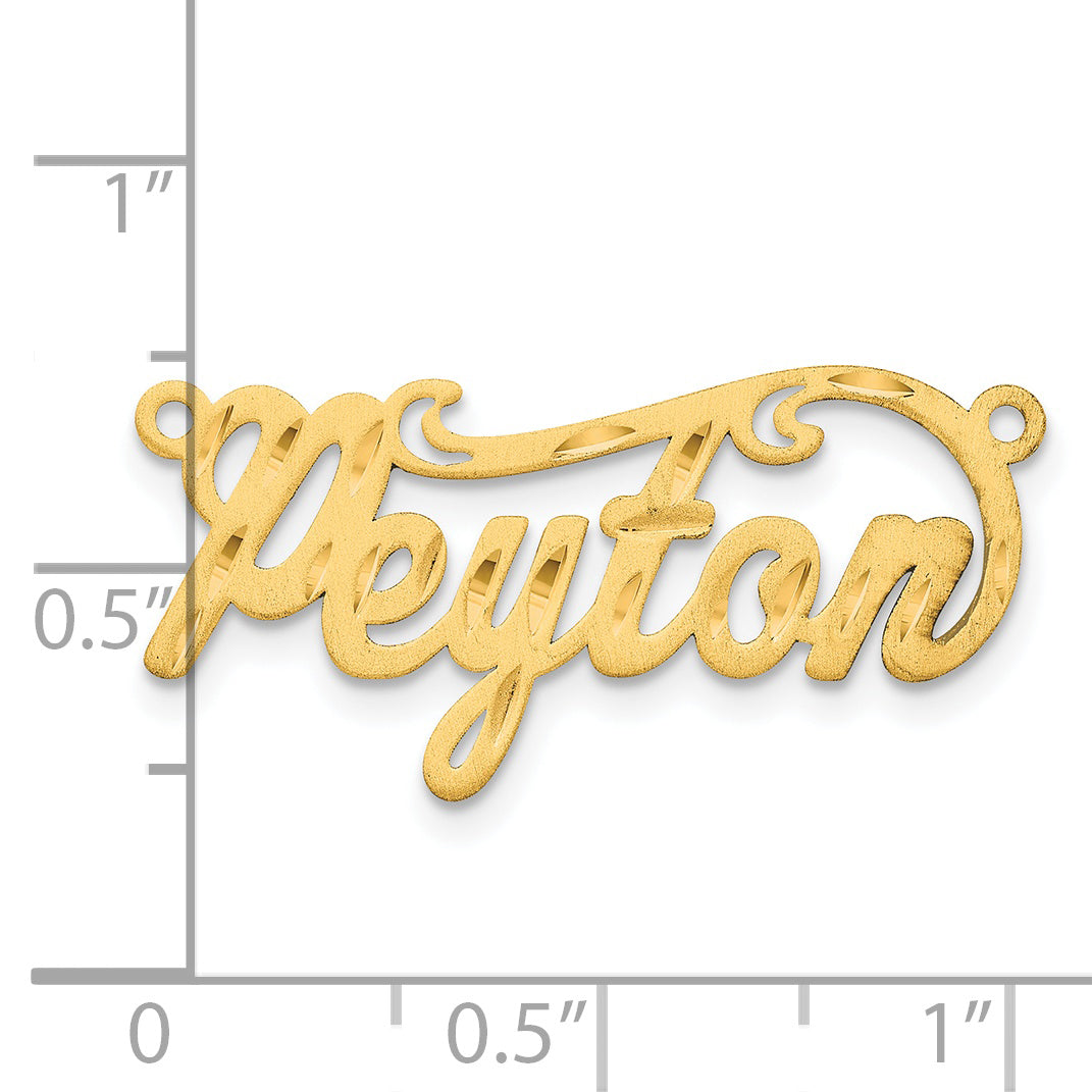 Sterling Silver Gold plated Satin Diamond-cut Name Plate