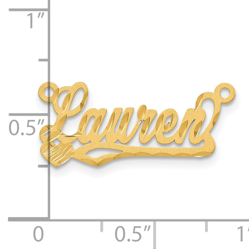 Sterling Silver Gold plated Satin Diamond-cut Heart Name Plate