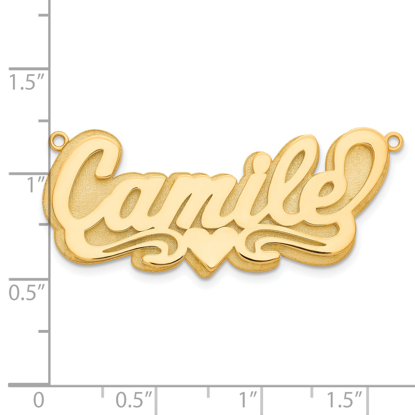 Sterling Silver Gold plated 3D Polished Heart Name Plate