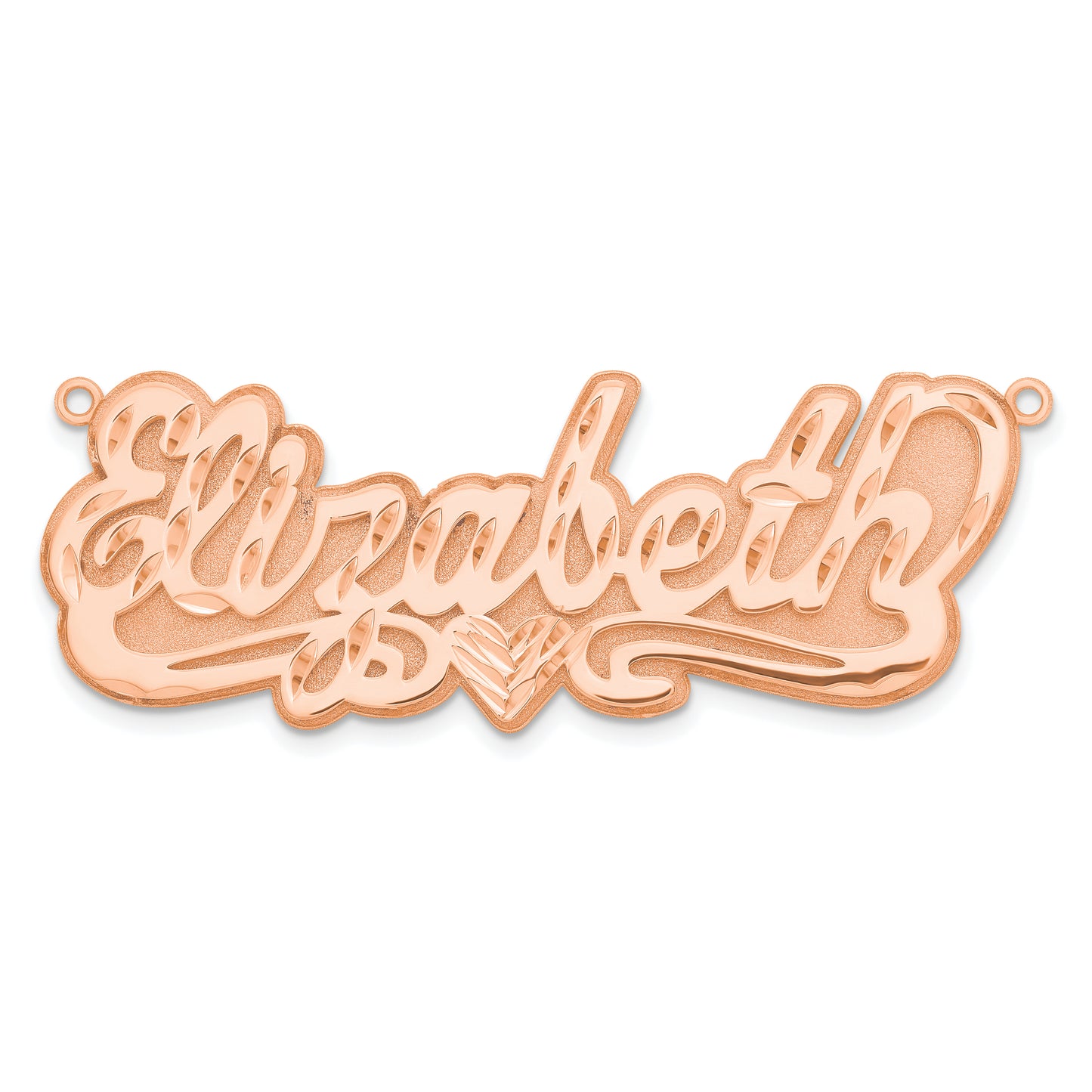 14K Rose Gold 3D Diamond-cut Heart Name Plate
