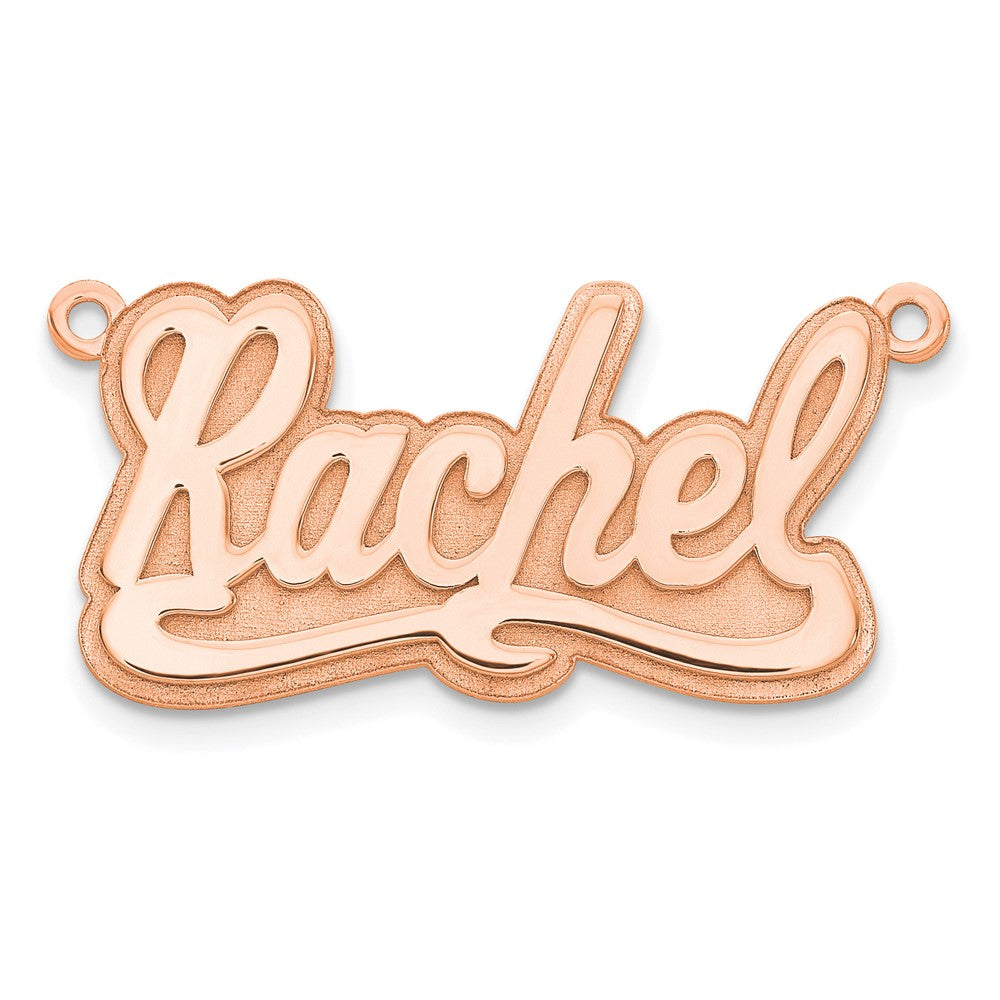Sterling Silver Rose Gold plated 3D Polished Name Plate