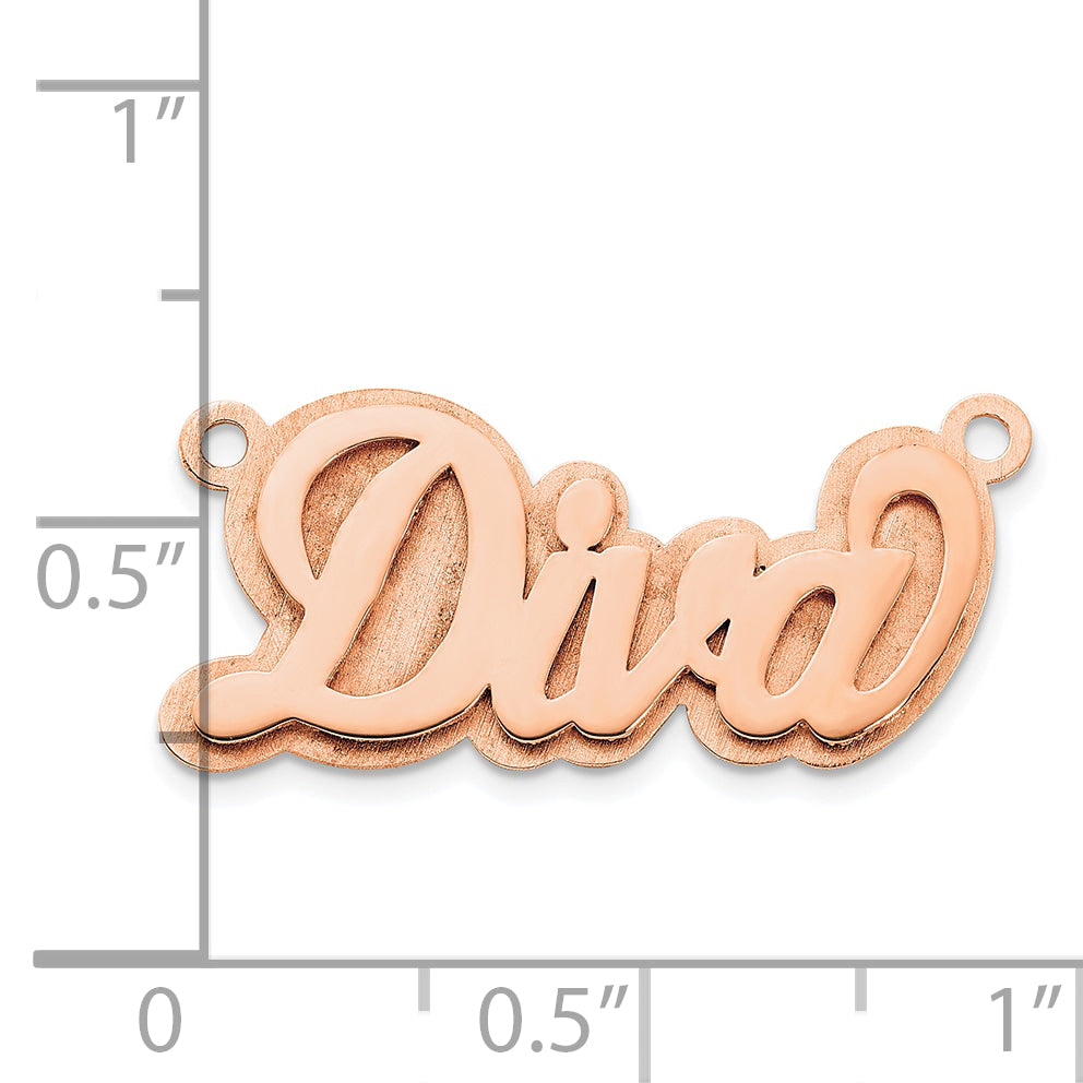 Sterling Silver Rose Gold plated 3D Polished Name Plate