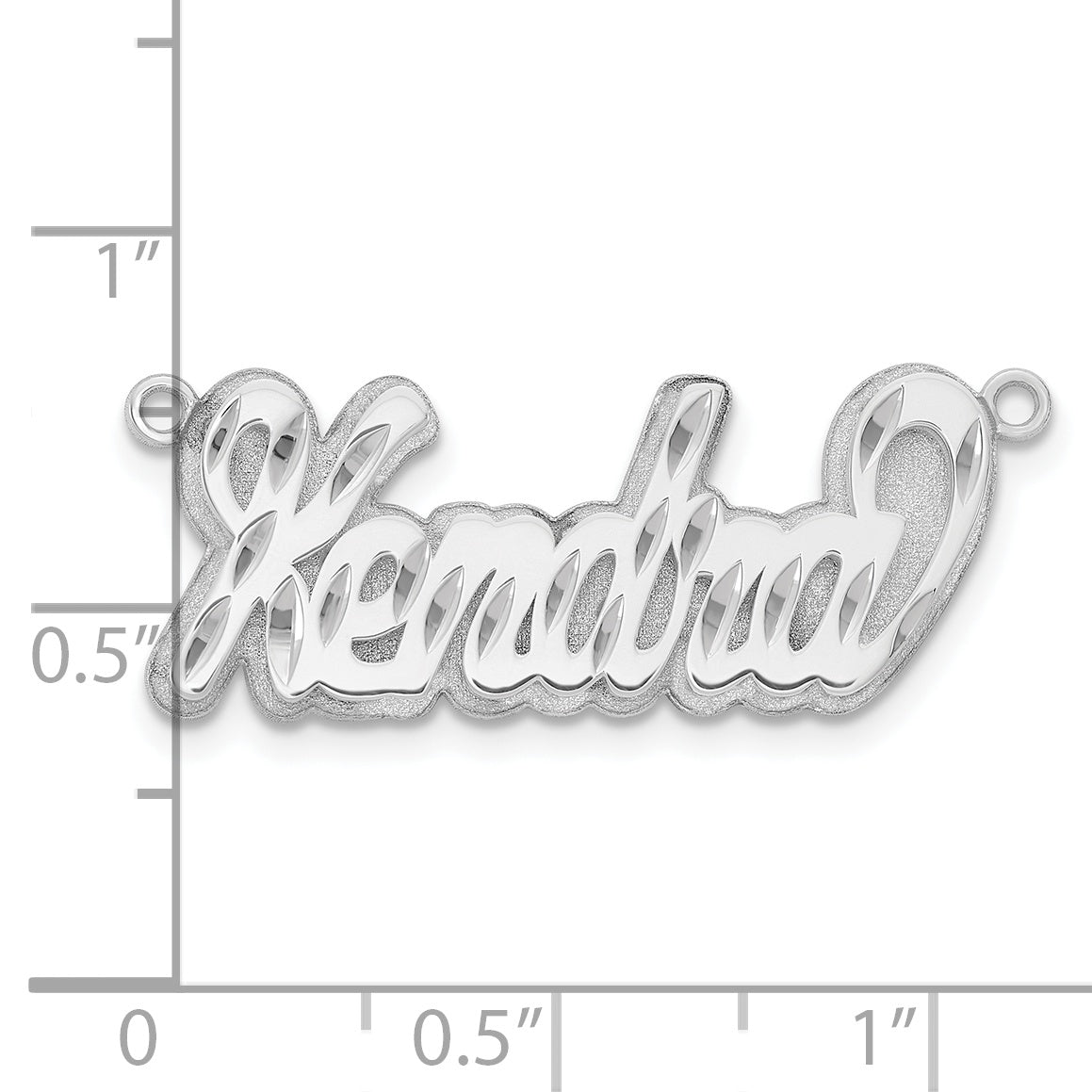 Sterling Silver Rhodium plated 3D Diamond-cut Name Plate