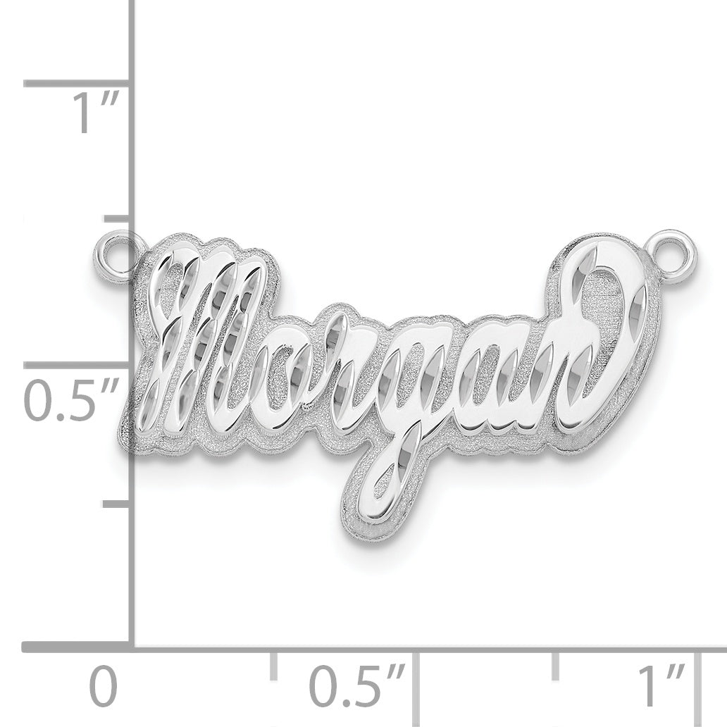 14K White Gold 3D Diamond-cut Name Plate