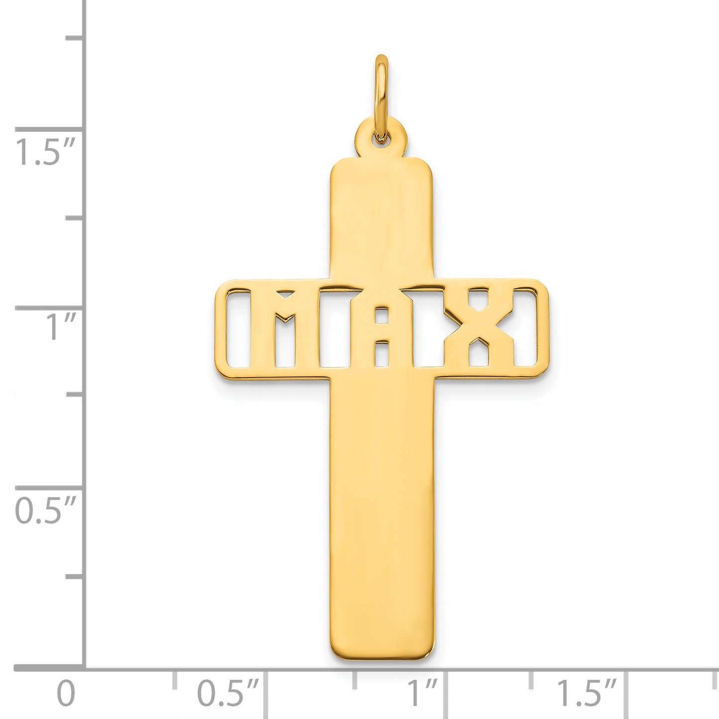 Sterling Silver Gold plated Polished Cross with Cut Out Name Charm
