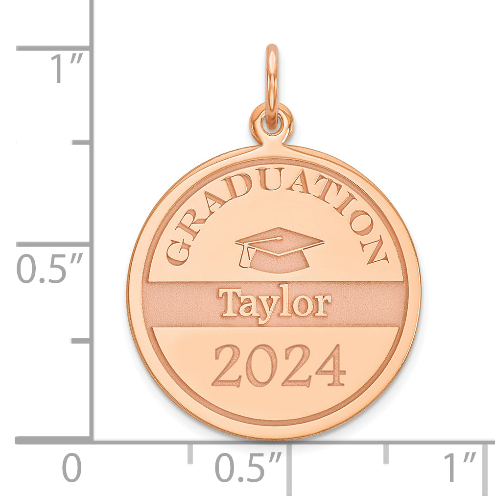 Rose Gold Plated Sterling Silver Personalized Graduation Charm