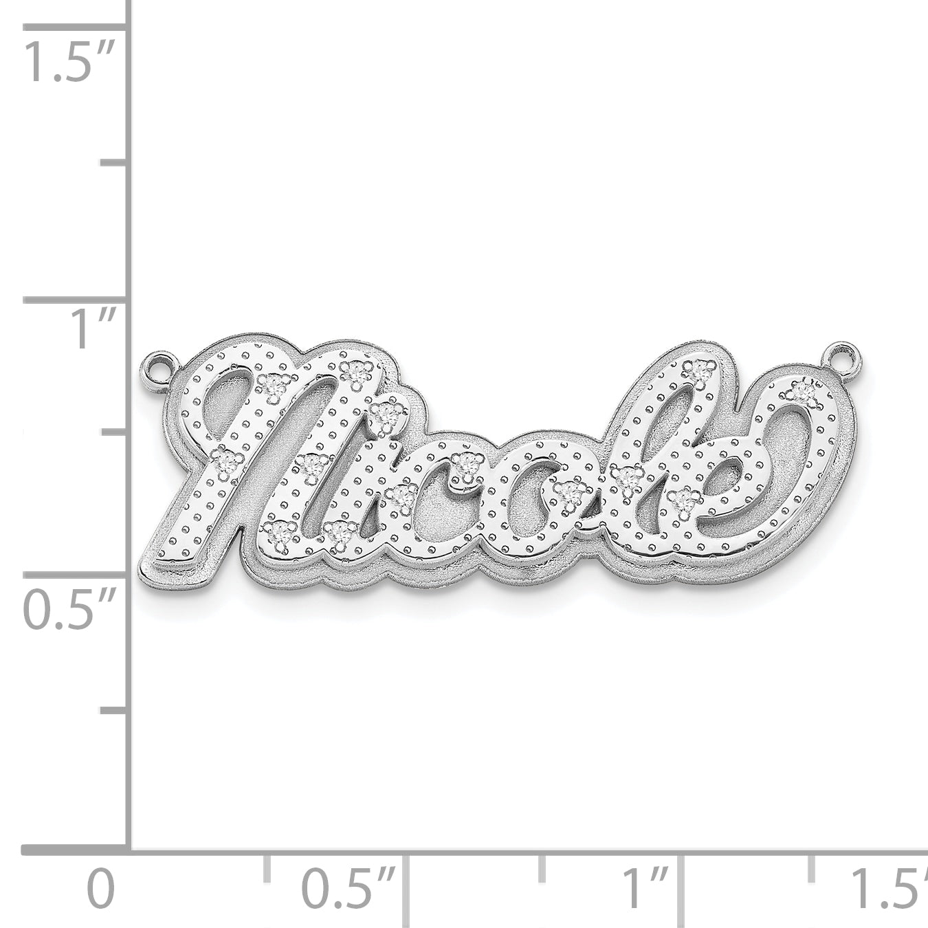 14K White Gold 3-Dimensional Diamond Name Plate Pendant