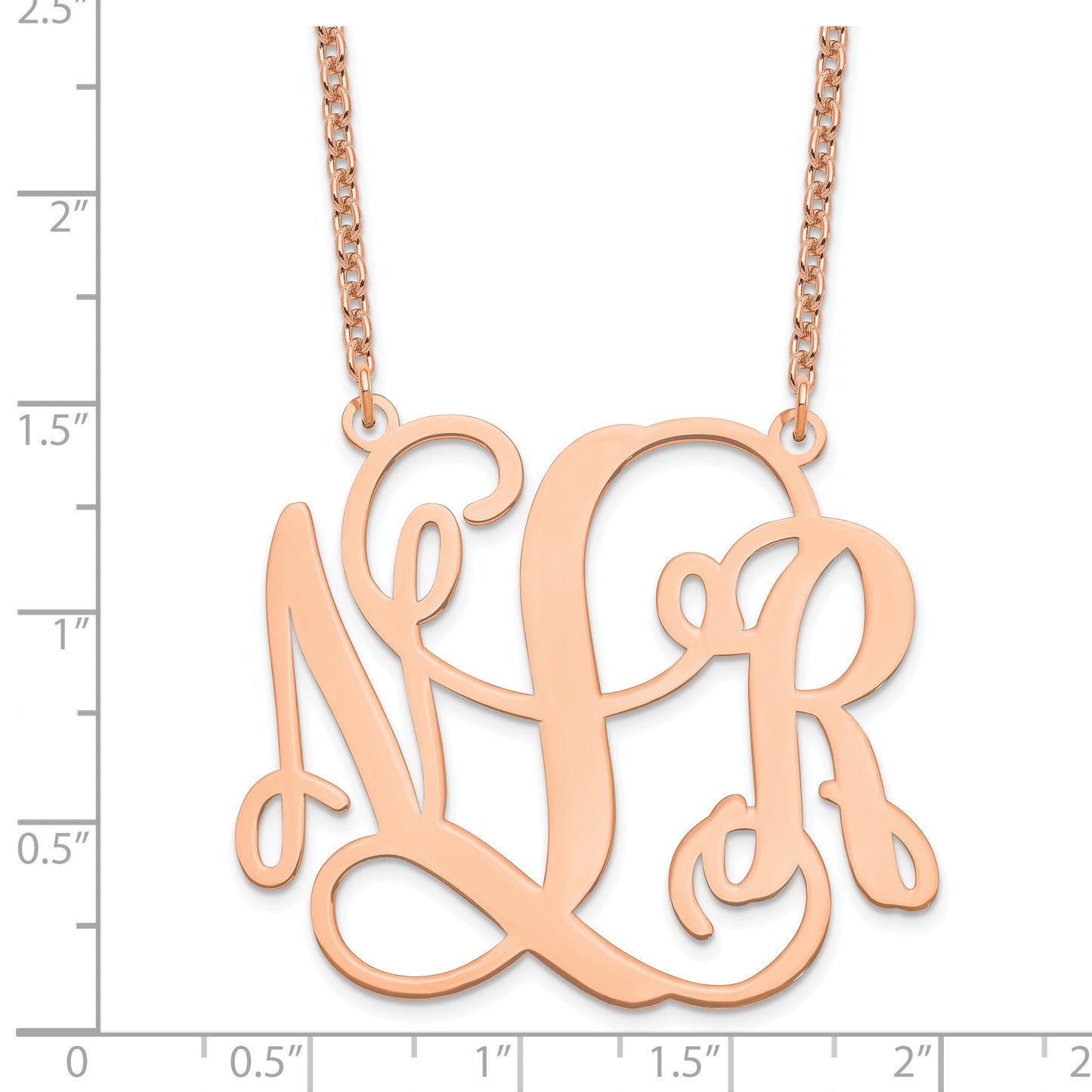 Sterling Silver Rose Gold plated Large Polished Cut Out Monogram Necklace