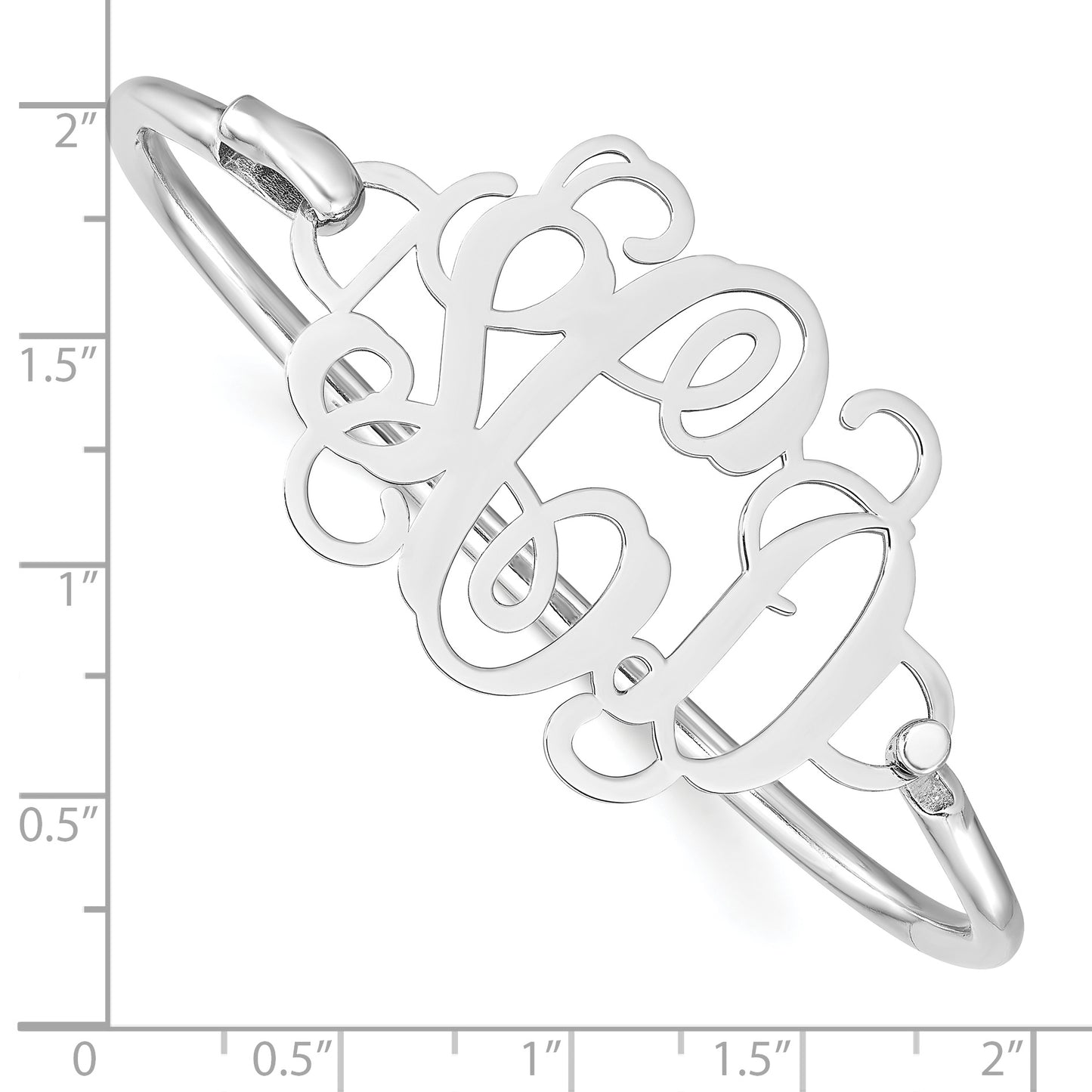 10K White Gold Polished Monogram Plate with Sterling Silver Bangle