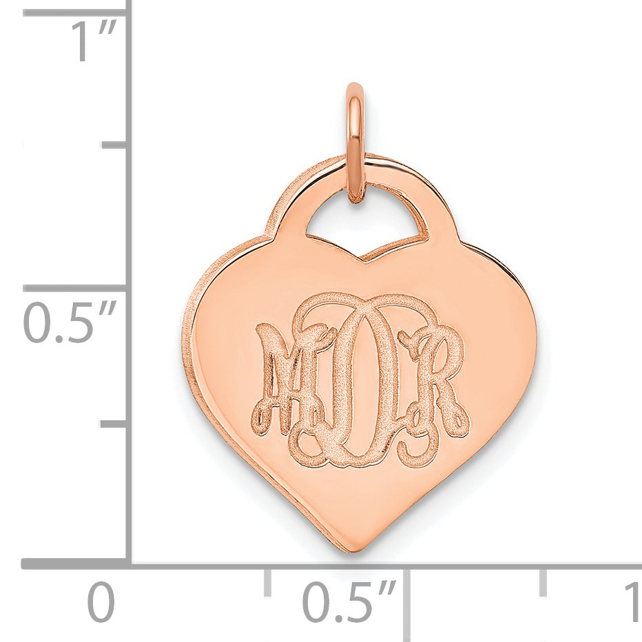 Sterling Silver Rose Gold plated Polished Monogram Heart Charm