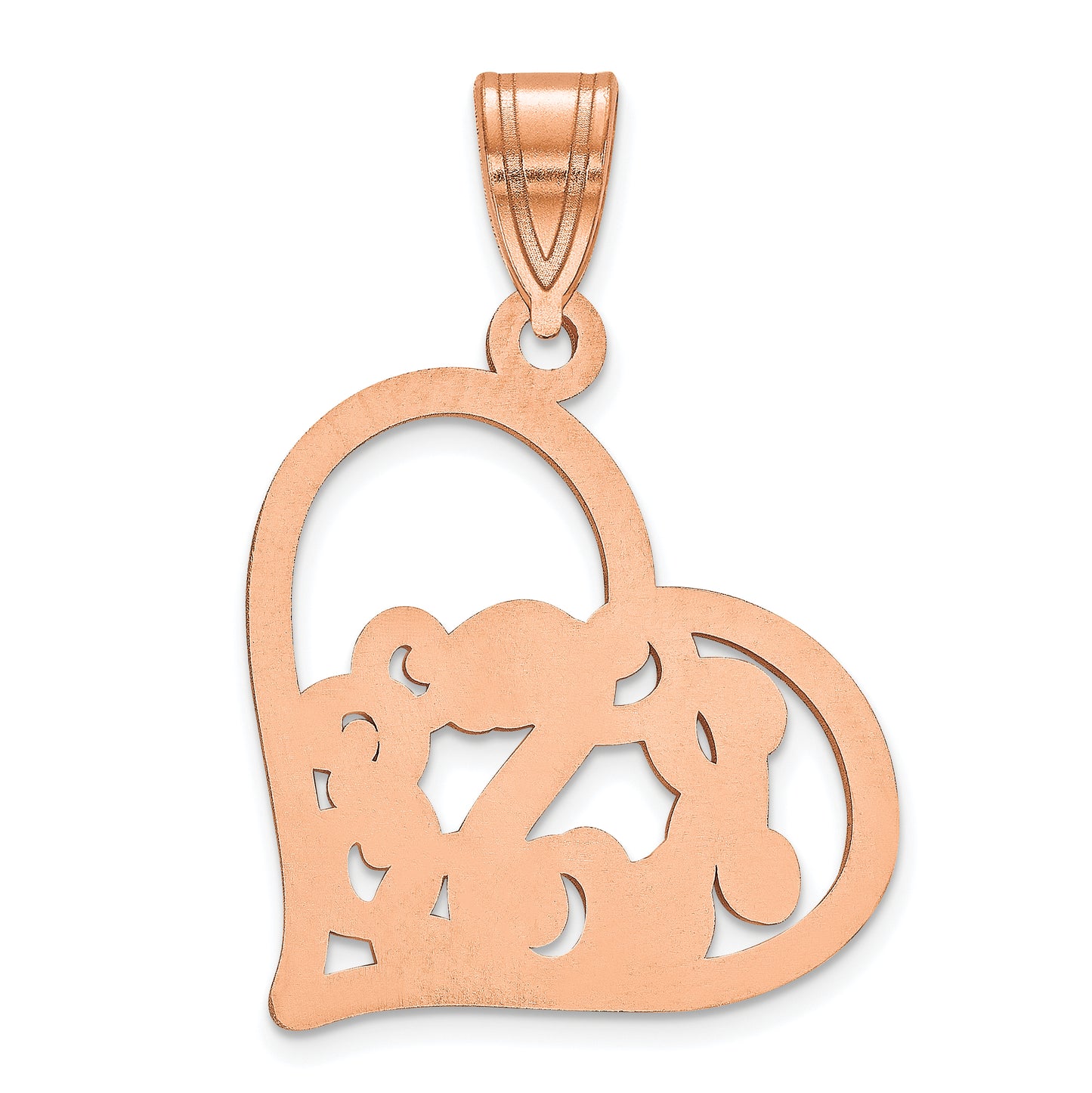 Sterling Silver Rose Gold plated Etched Monogram Heart Pendant