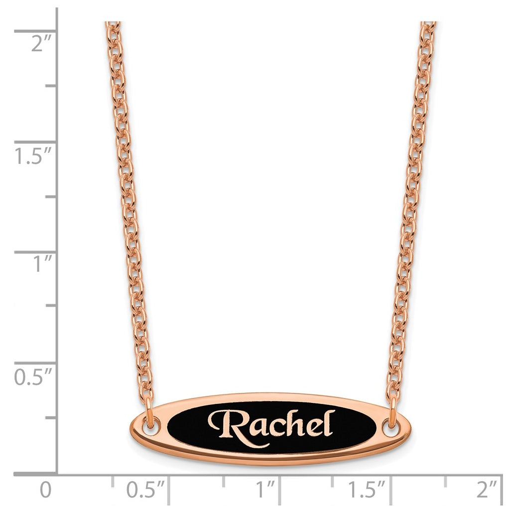 Sterling Silver Rose Gold Plated Enameled Name Plate Necklace