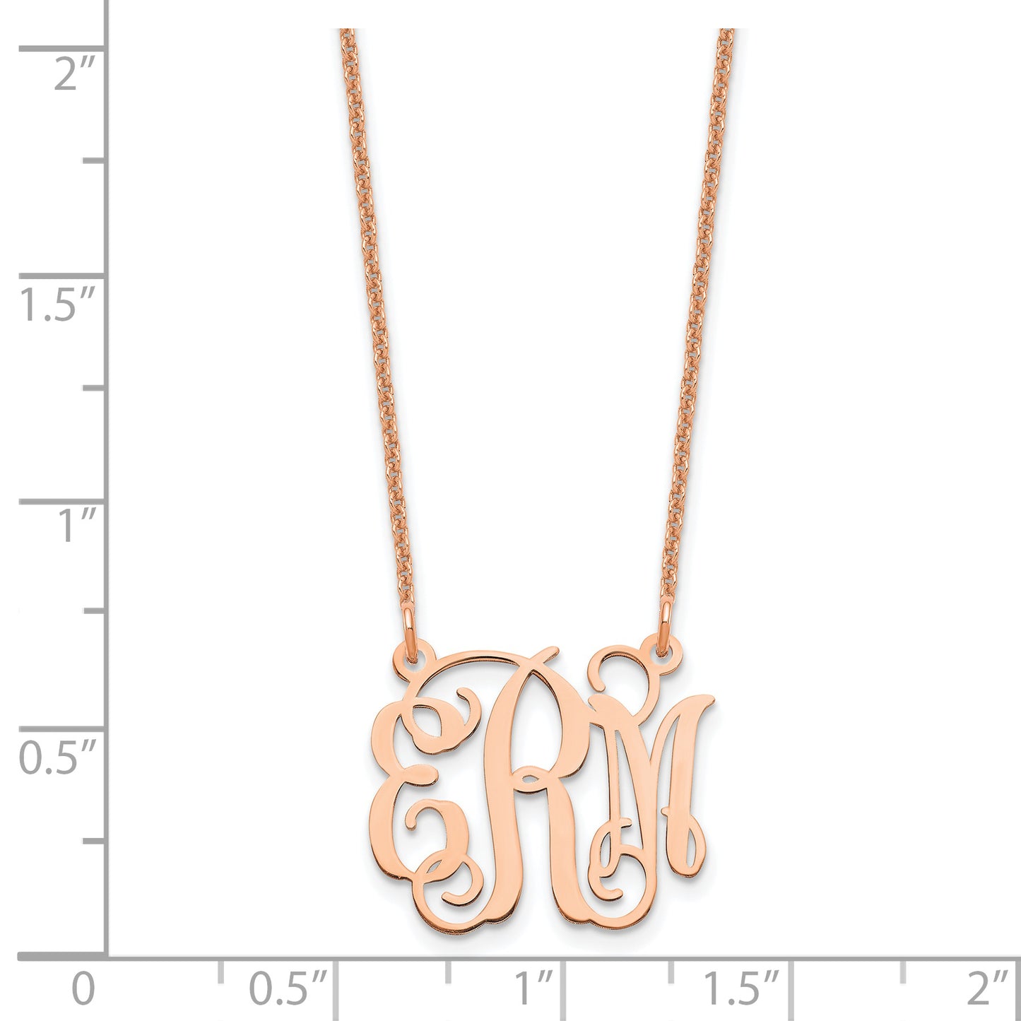 14K Rose Gold Polished Monogram Necklace