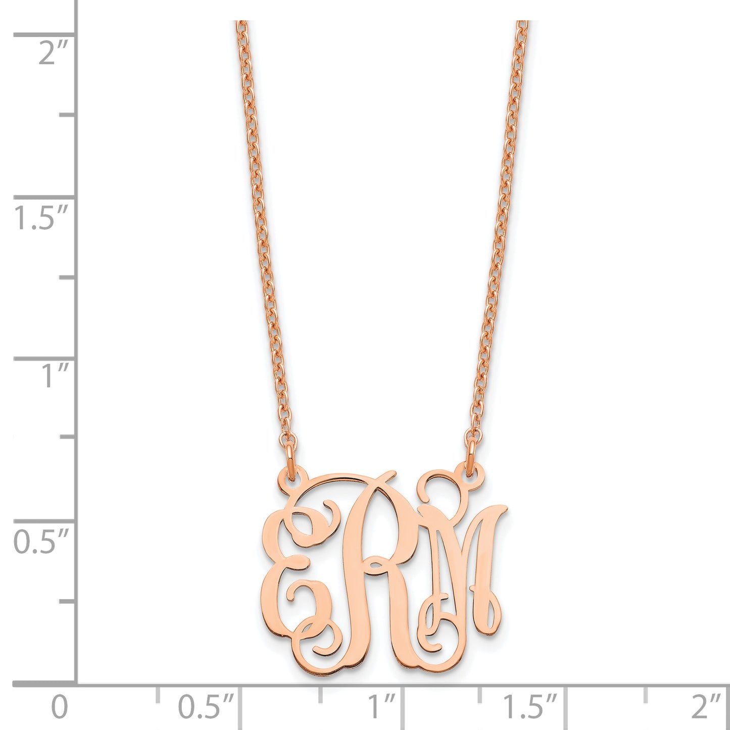 Sterling Silver Rose Gold plated Polished Monogram Necklace