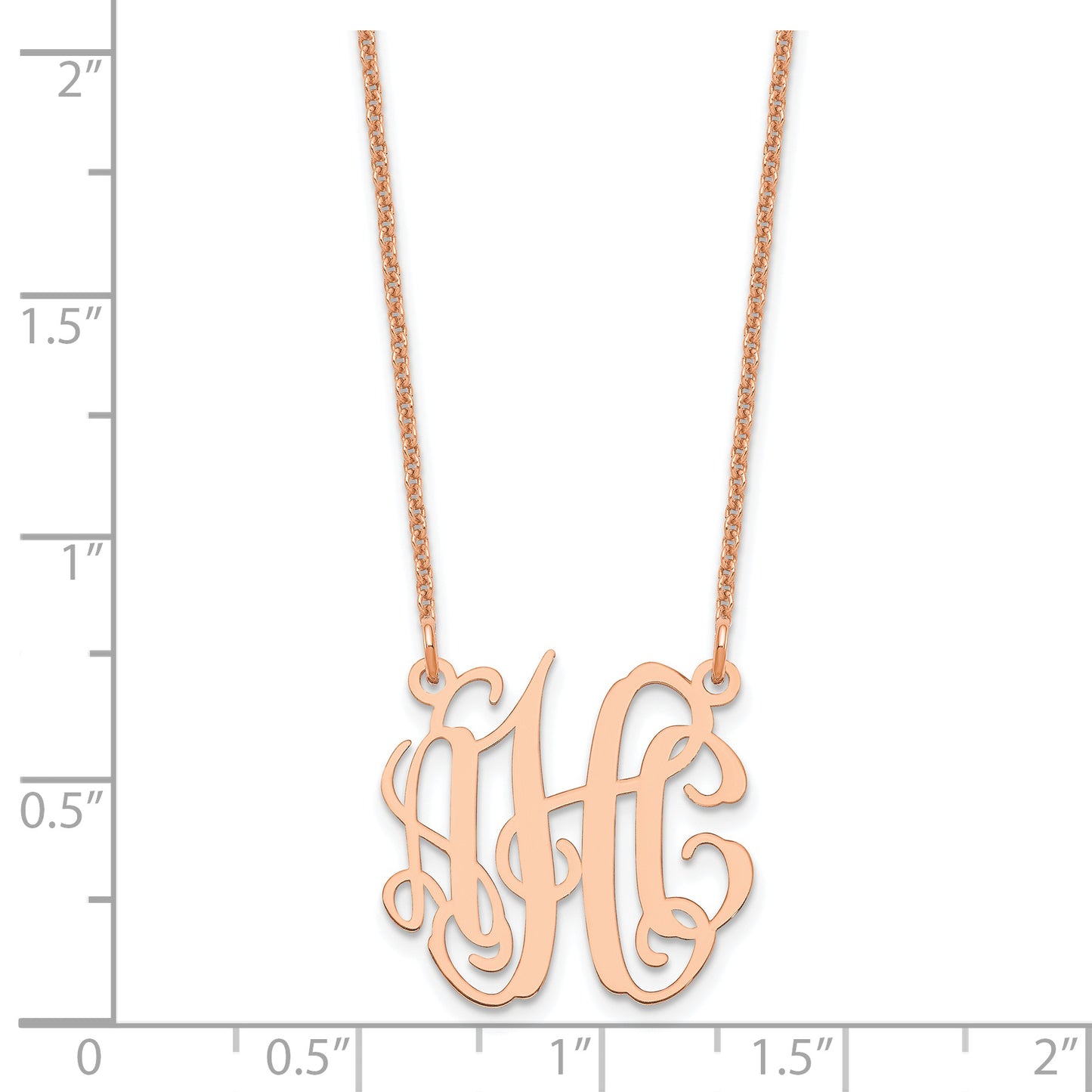 14K Rose Gold Extra Small Polished Monogram Necklace
