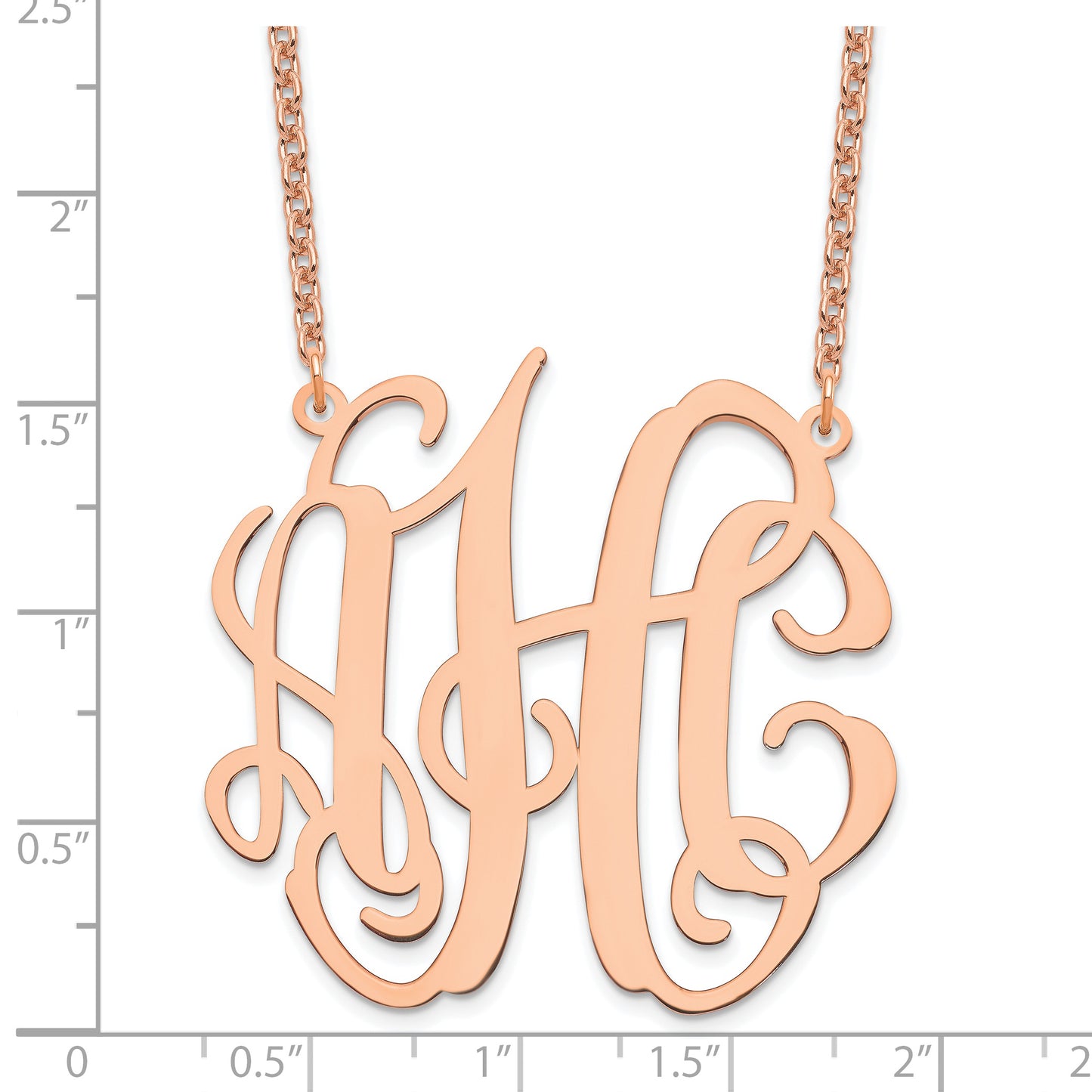 Sterling Silver Rose Gold plated Large Polished Monogram Necklace