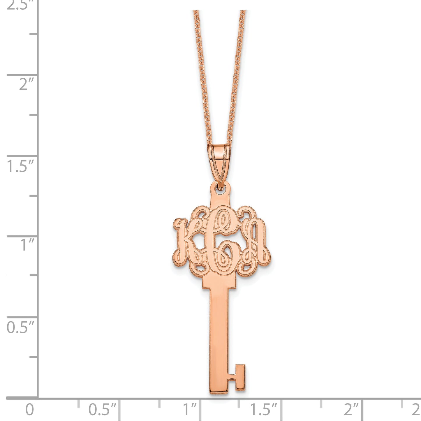 14K Rose Gold Polished Monogram Key Necklace