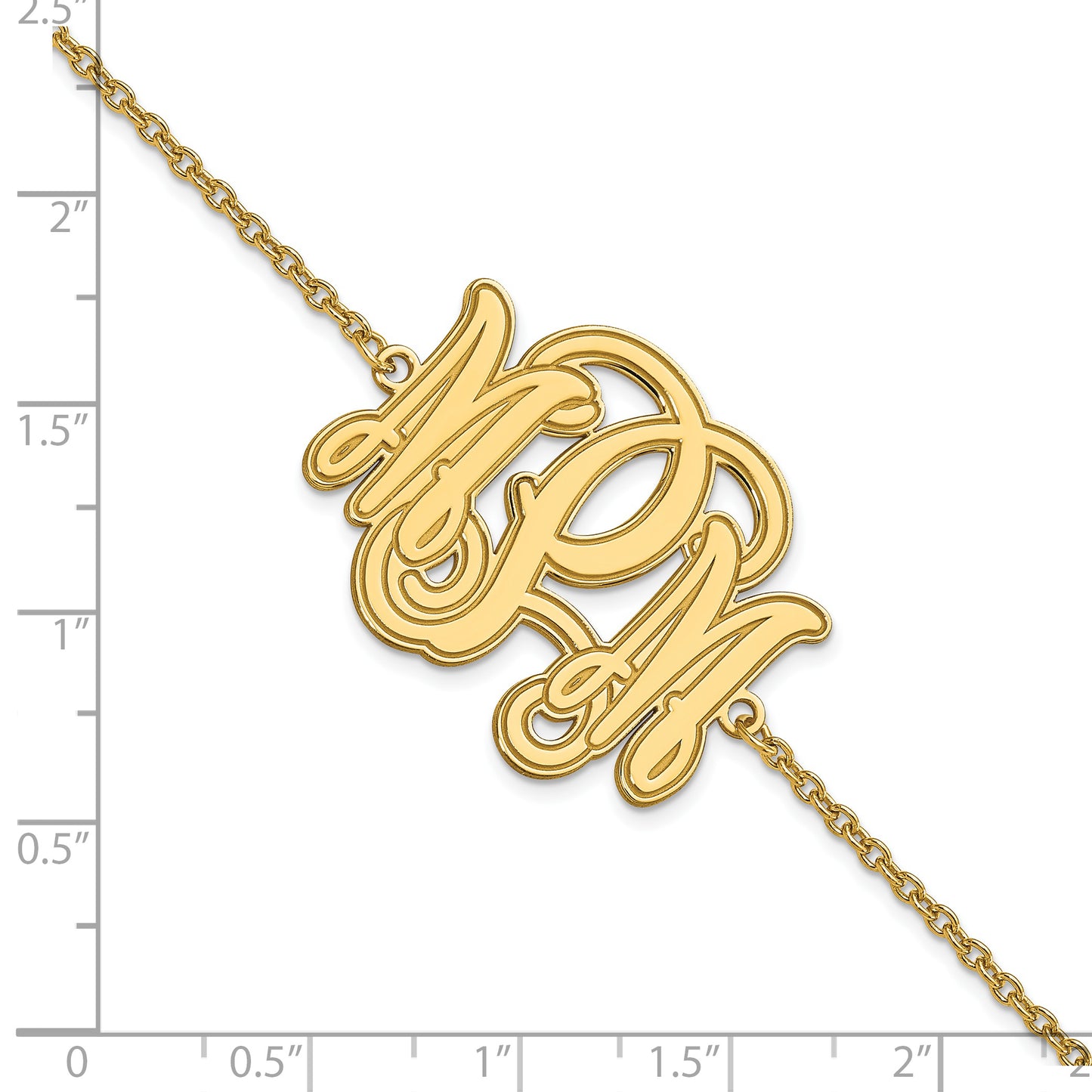 14K Yellow Gold Etched Outline Monogram Bracelet
