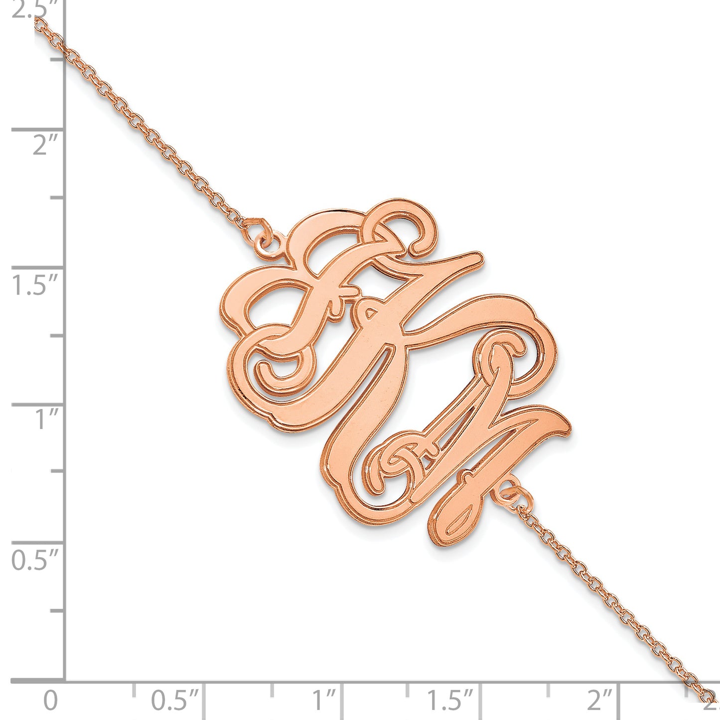 14K Rose Gold Etched Outline Monogram Bracelet