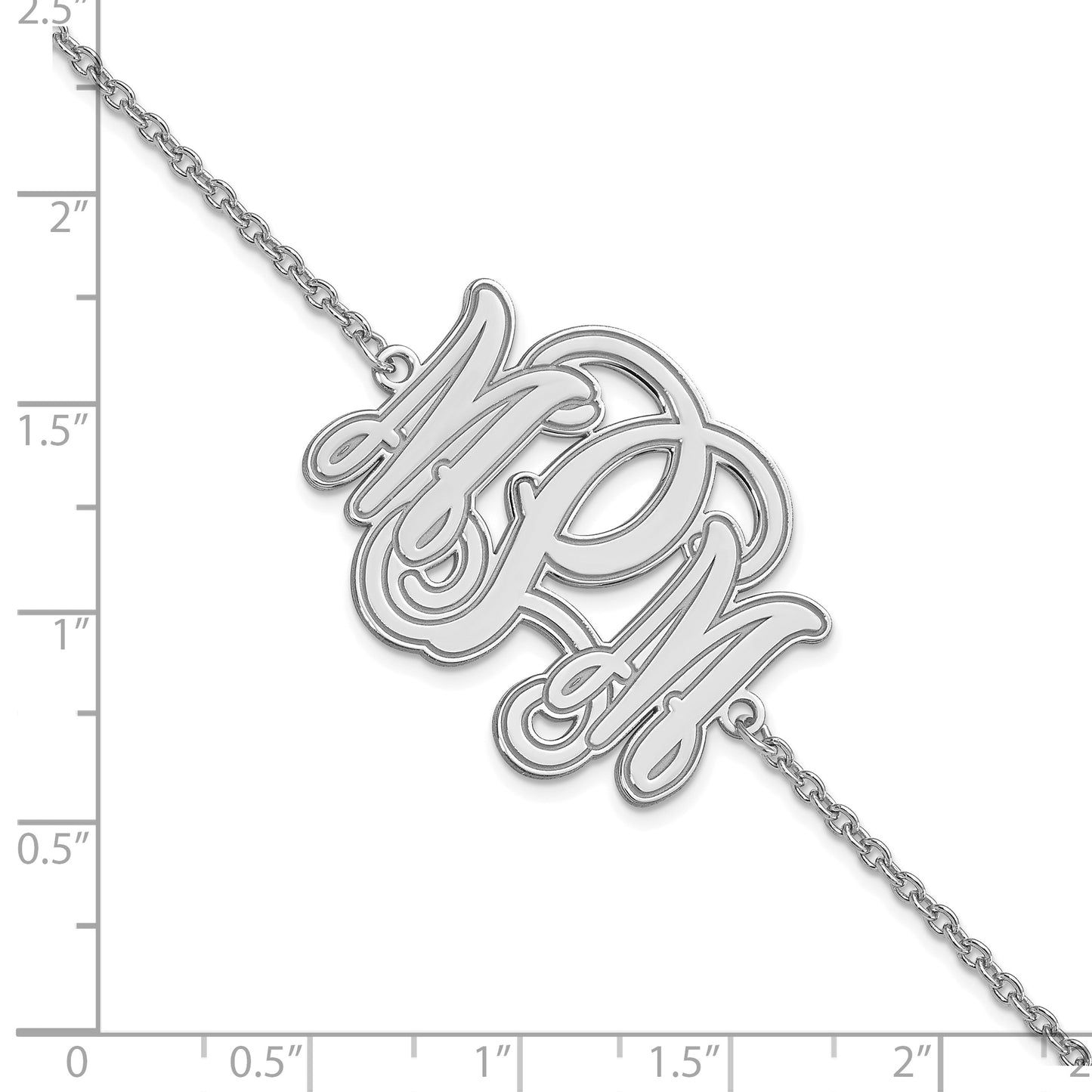 14K White Gold Etched Outline Monogram Bracelet