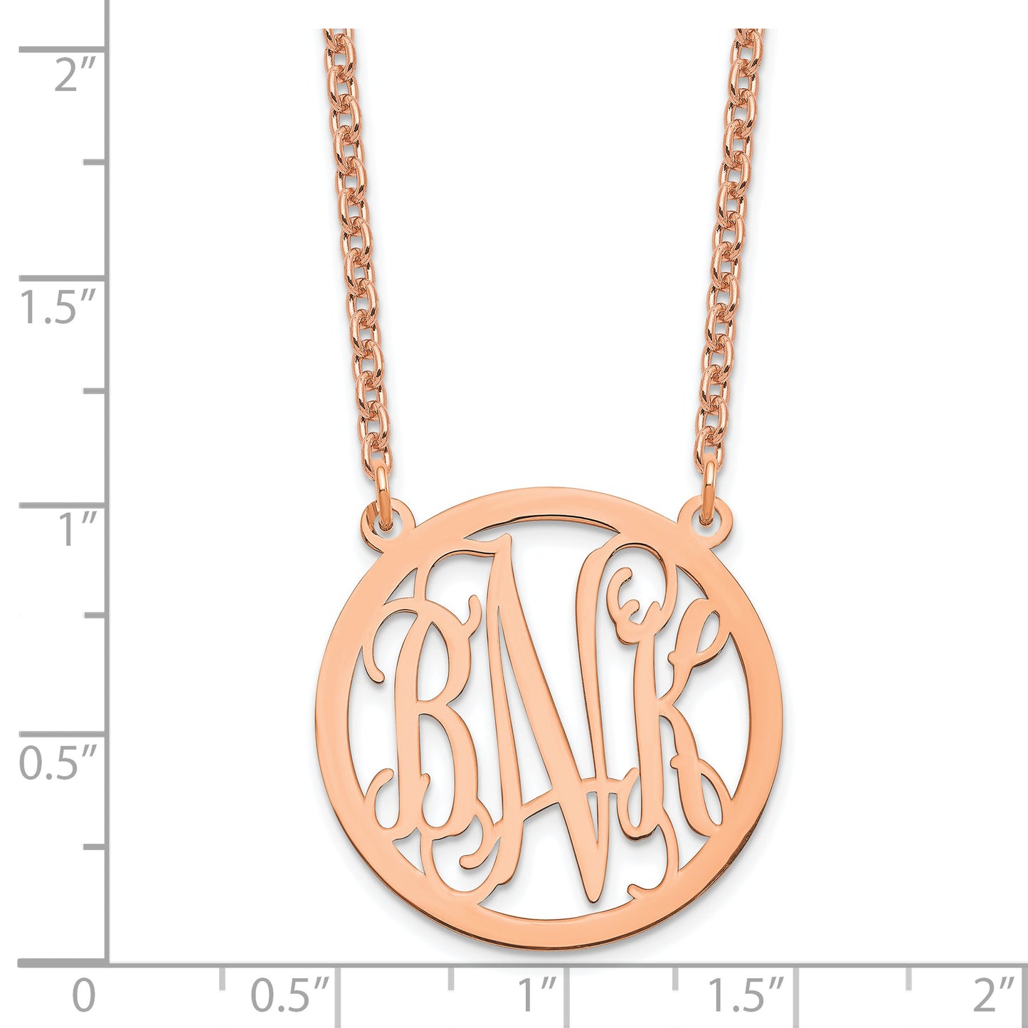 Sterling Silver Rose Gold Plated Small Circle Monogram Necklace
