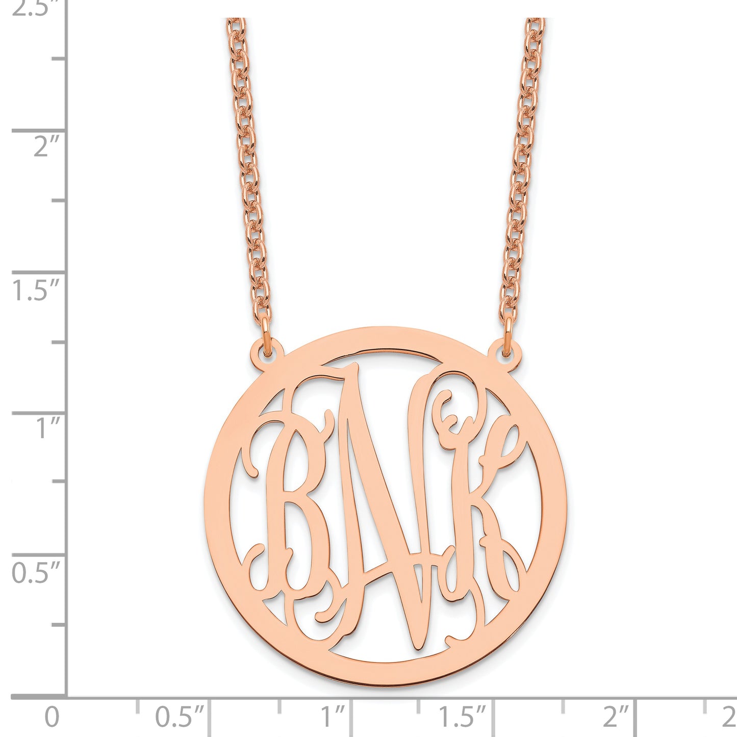 Sterling Silver Rose Gold plated Large Circle Monogram Necklace