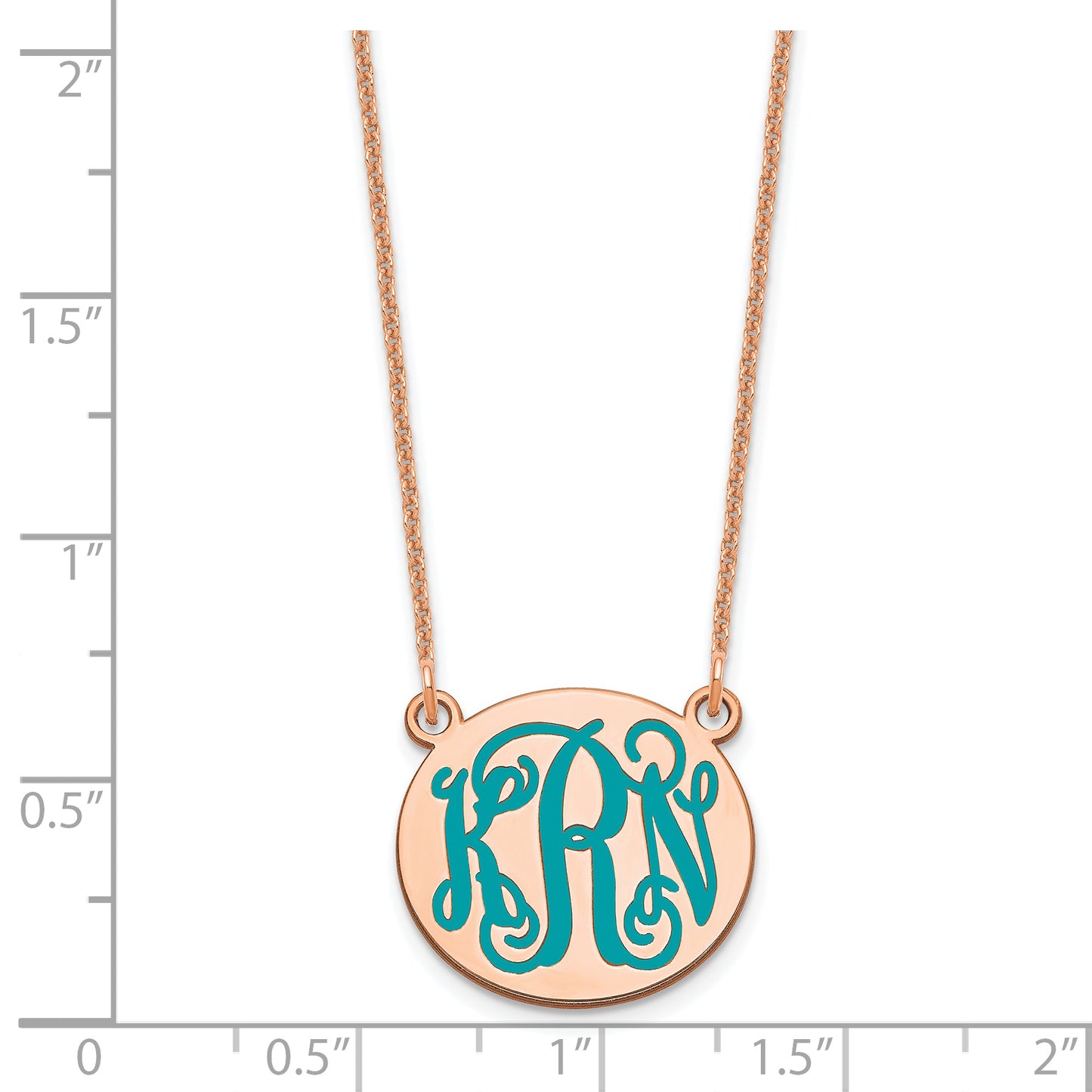 14K Rose Gold Small Polished Enameled Letter Circle Monogram Necklace