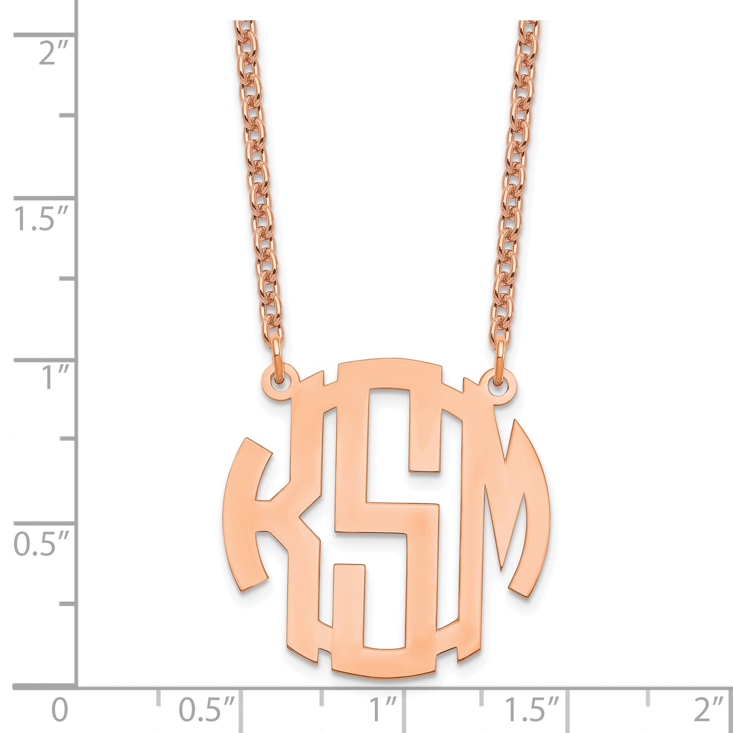 Sterling Silver Rose Gold plated Small Block Letter Circle Monogram Necklace