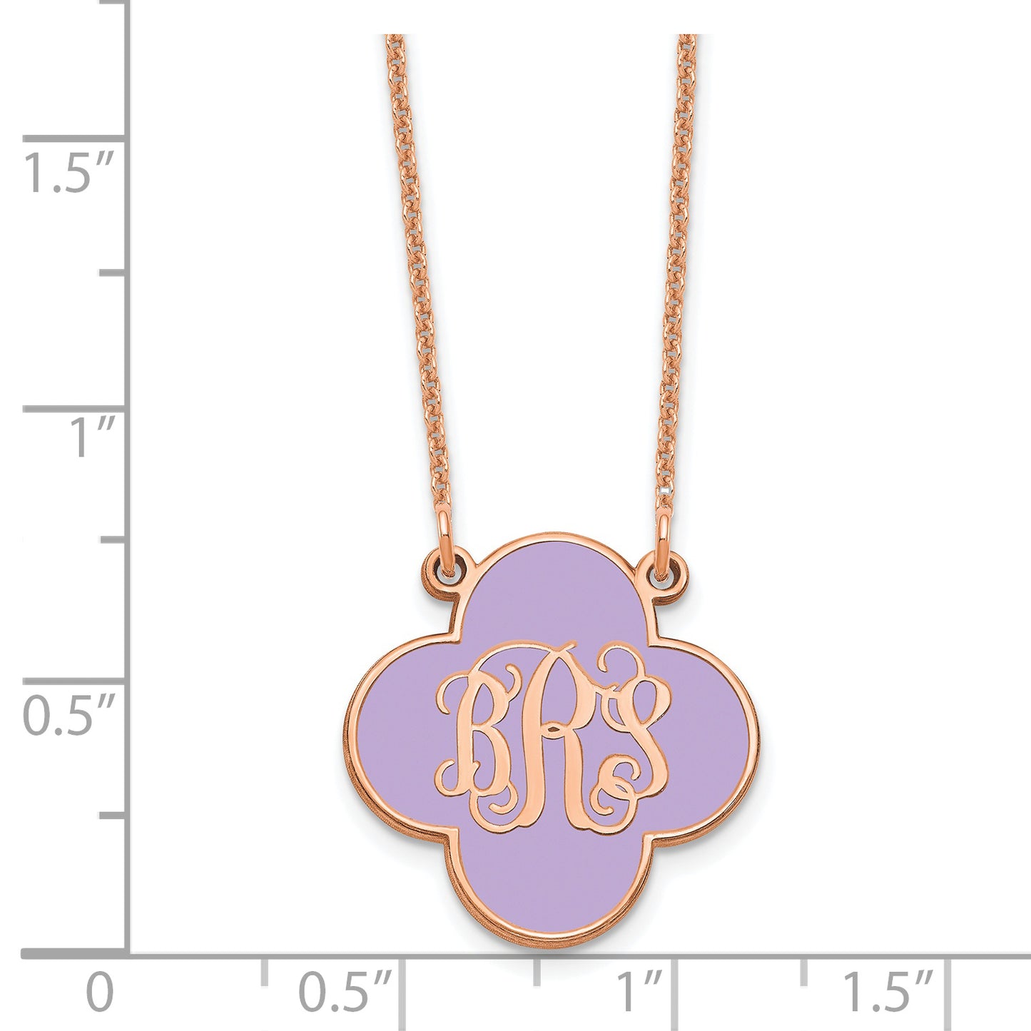 14K Rose Gold Enameled Clover Monogram Necklace