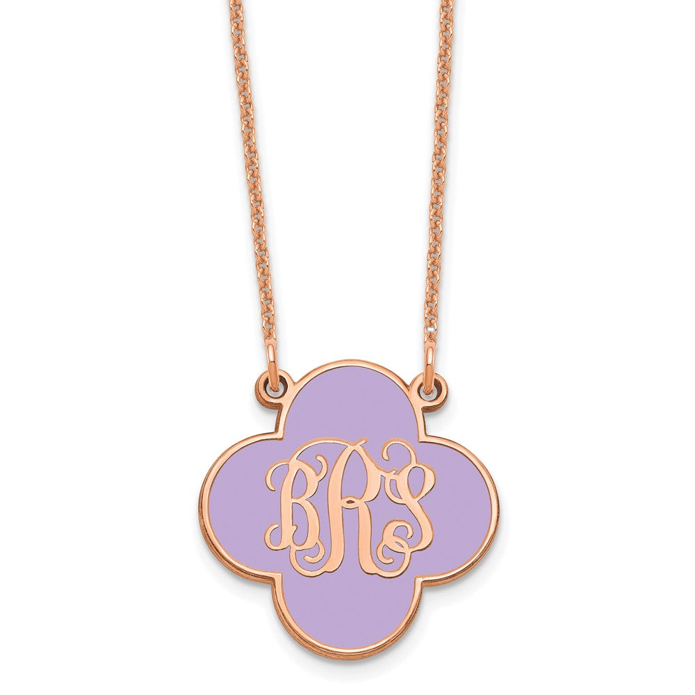 14K Rose Gold Enameled Clover Monogram Necklace