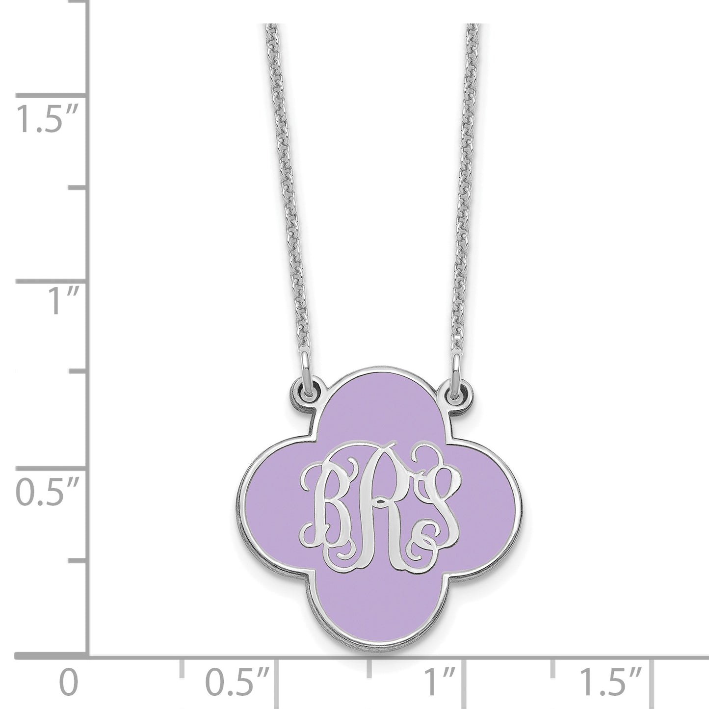 14K White Gold Enameled Clover Monogram Necklace