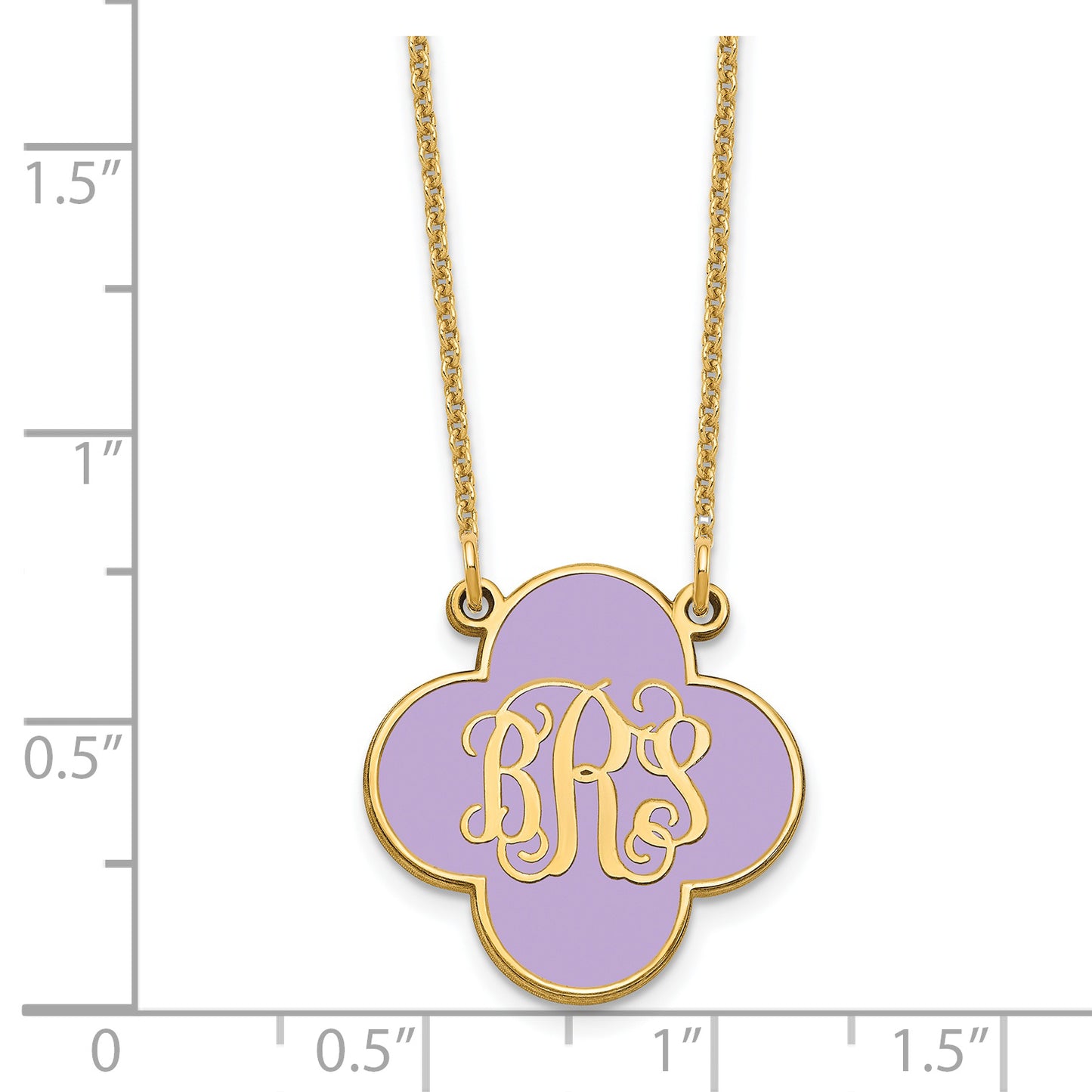 14K Yellow Gold Enameled Clover Monogram Necklace