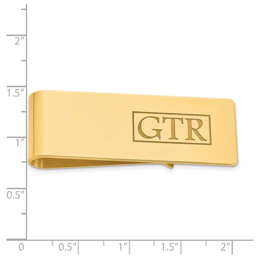 14k Yellow Or White Gold Recessed Letter Money Clip – Elegant Jewelry Gift for Birthday, Anniversary, Engagement, Wedding