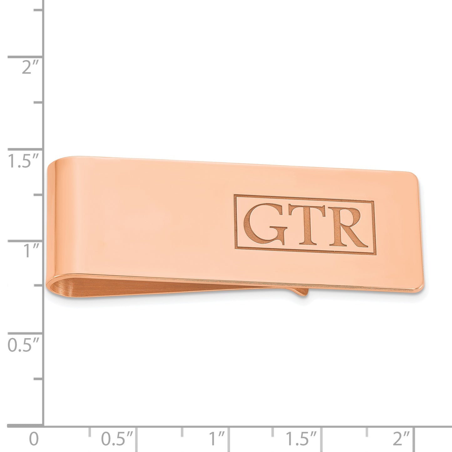 Sterling Silver Rose Gold plated Recessed Letters Monogram Money Clip