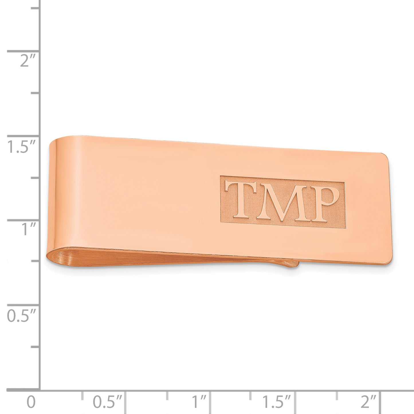 Sterling Silver Rose Gold plated Raised Letters Monogram Money Clip